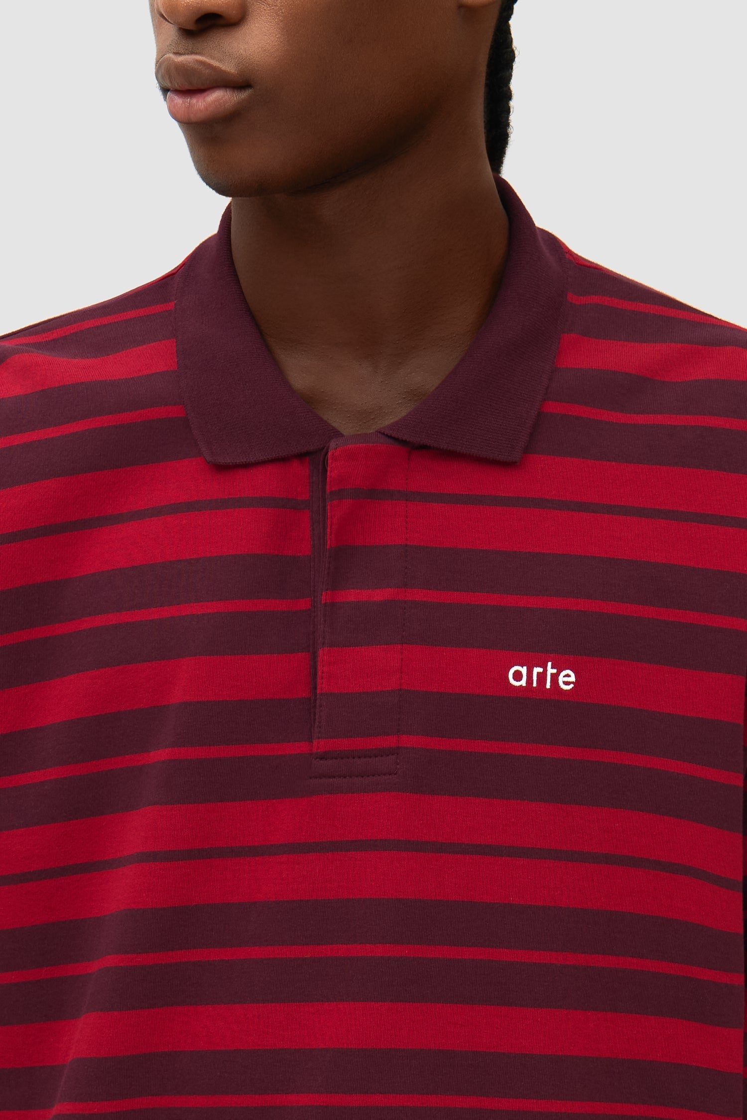 Polo rayé - Rouge/Bordeaux
