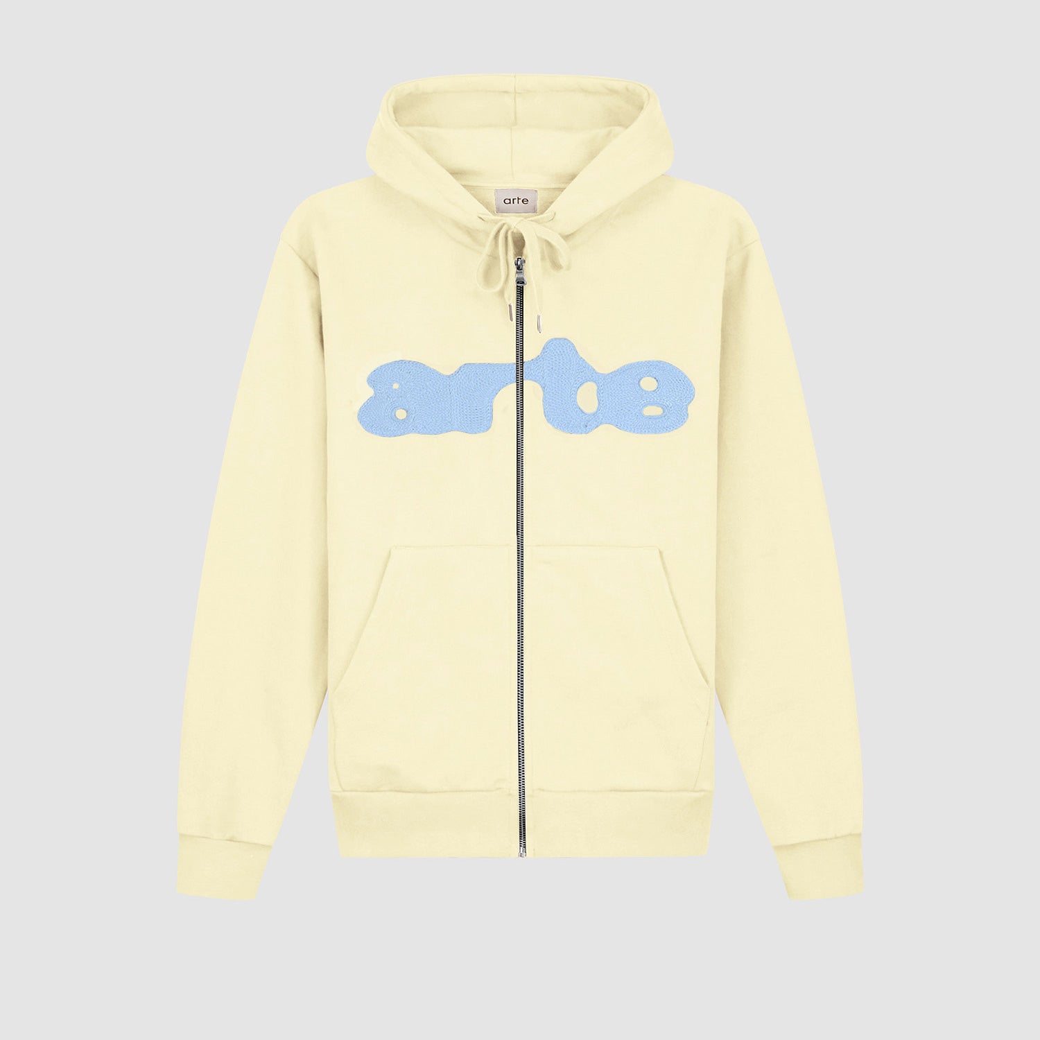 Sweat à capuche zippé brodé - Crème