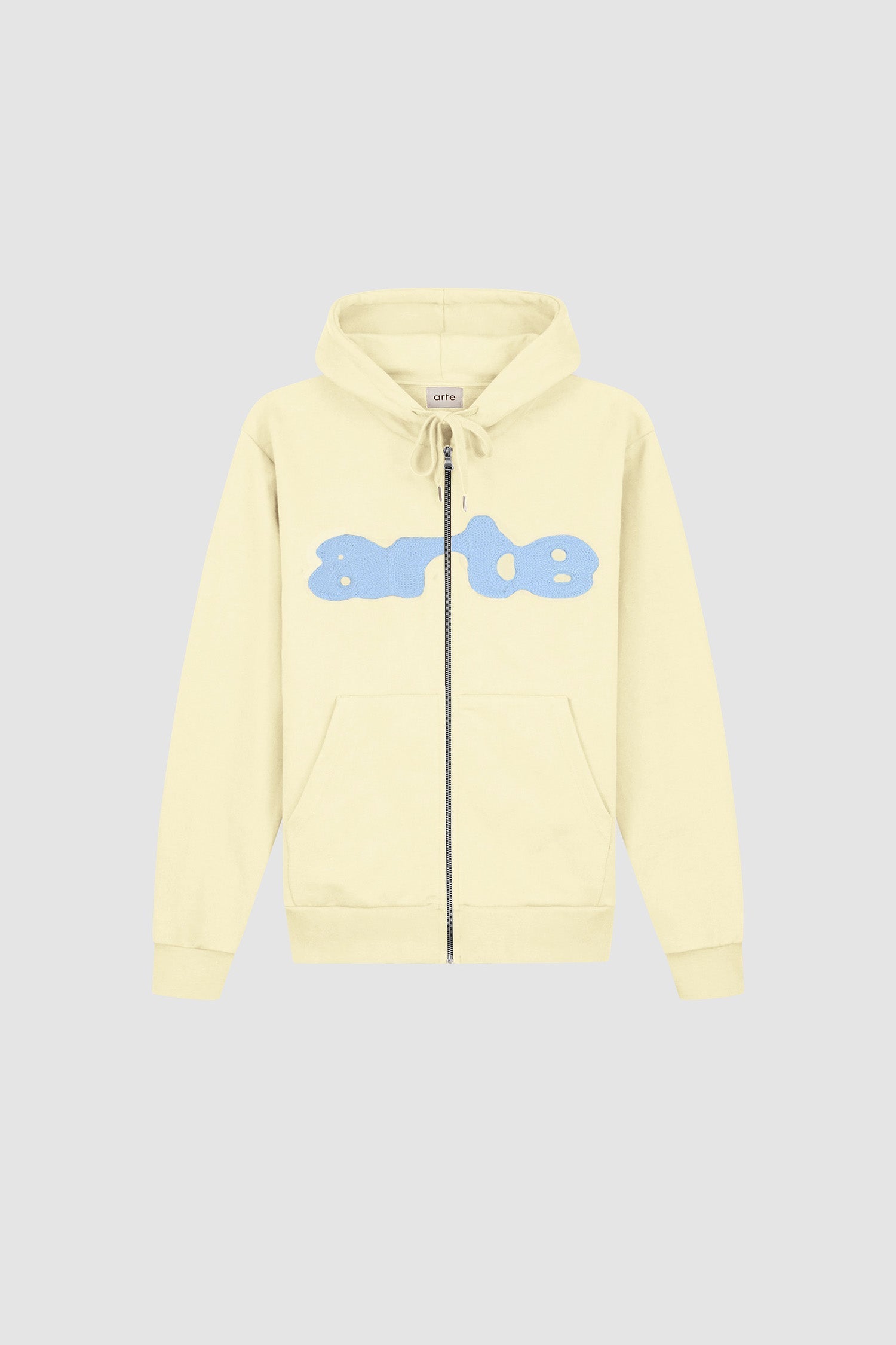 Sweat à capuche zippé brodé - Crème