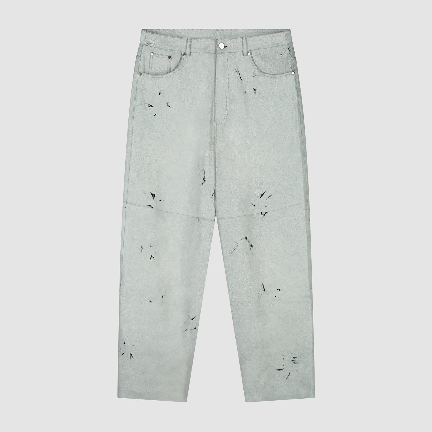 Pantalon en cuir craquelé - Blanc