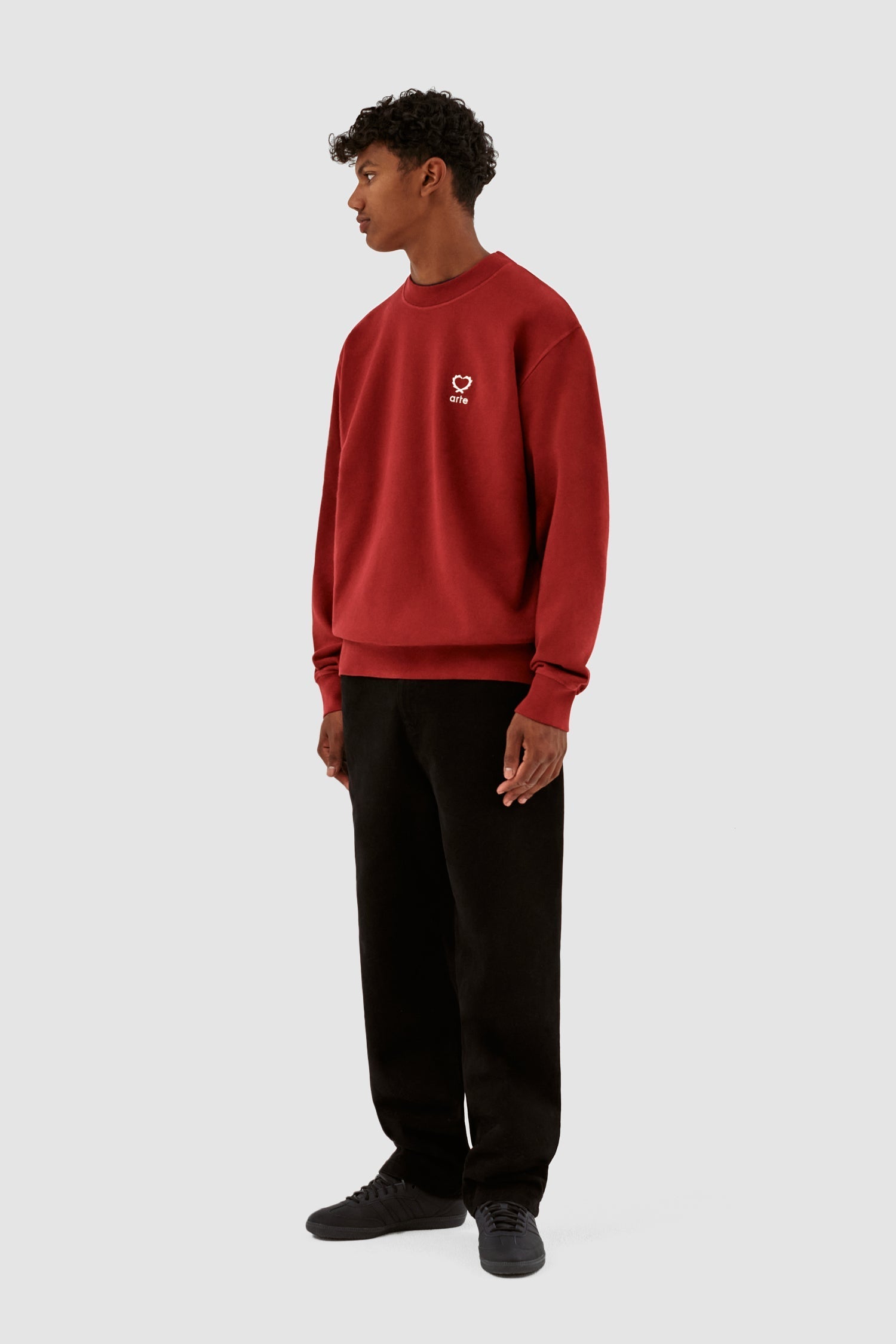 Carlos Small Heart Crewneck - Bordeaux