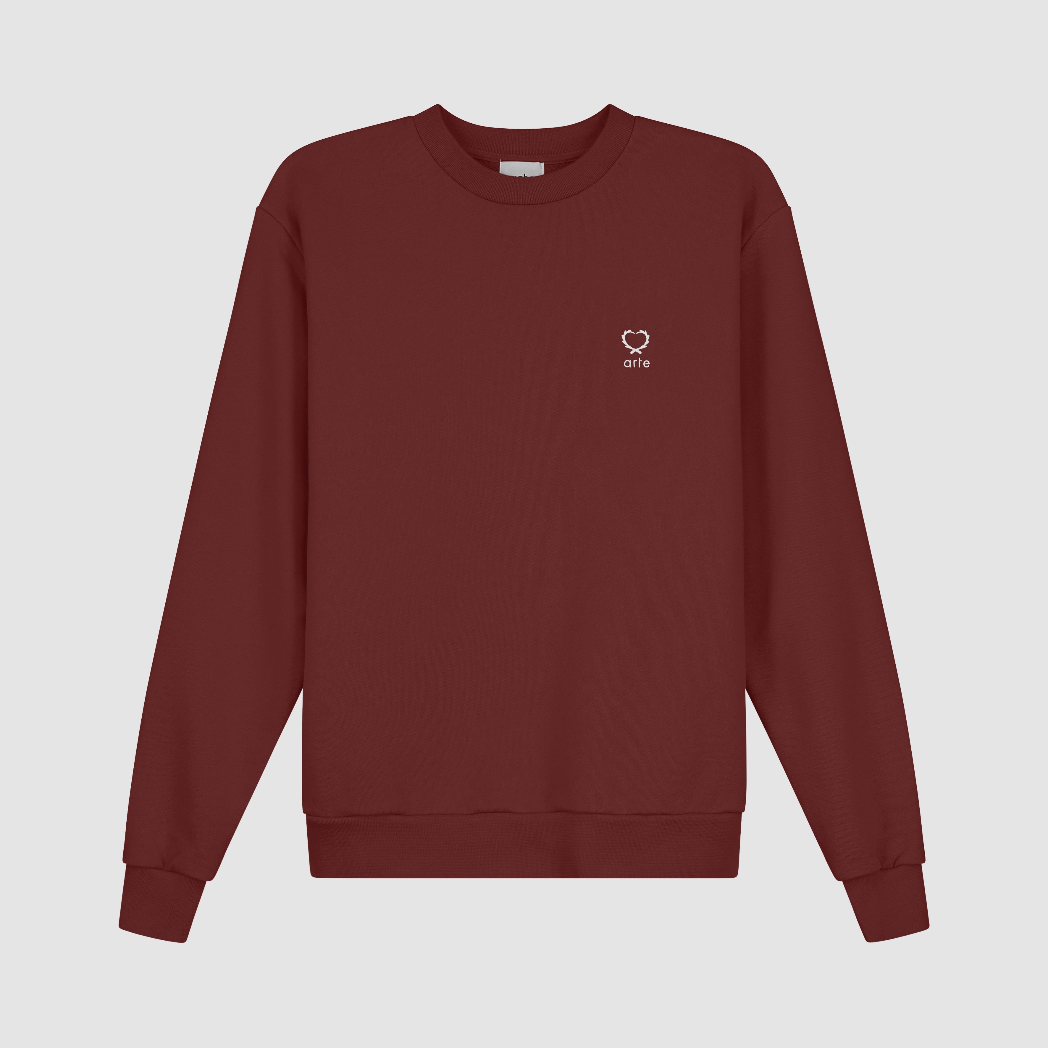 Carlos Small Heart Crewneck - Bordeaux