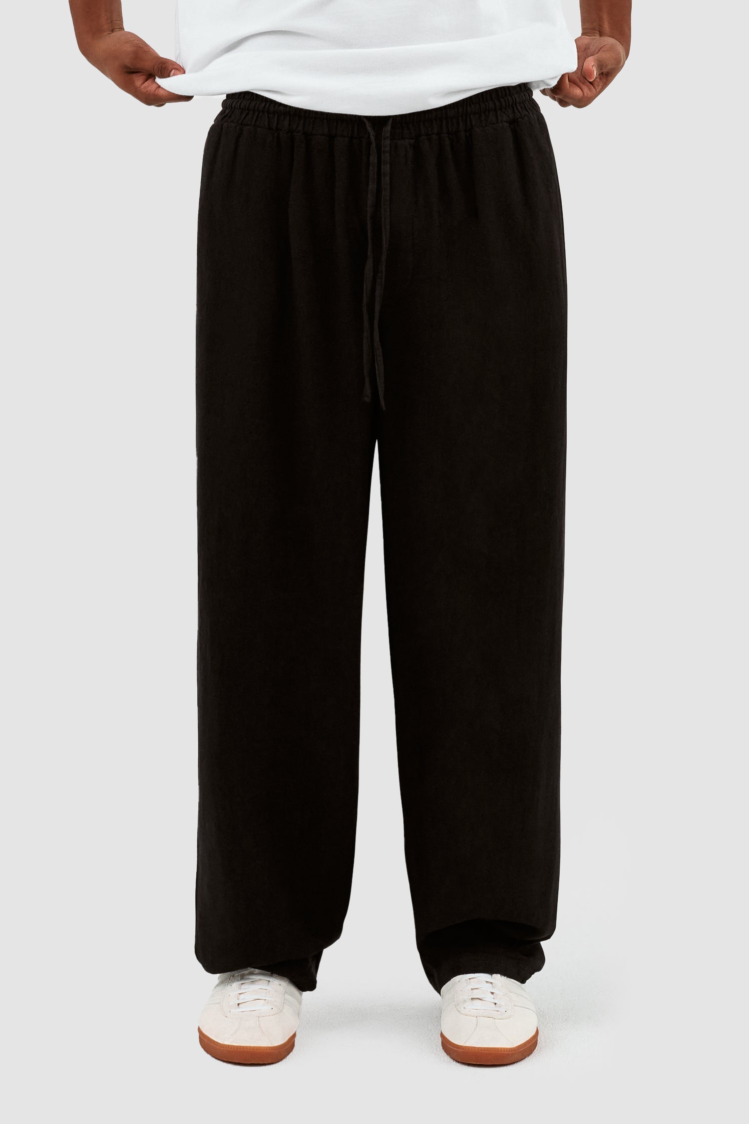 Jan Linnen Pantalon - Noir