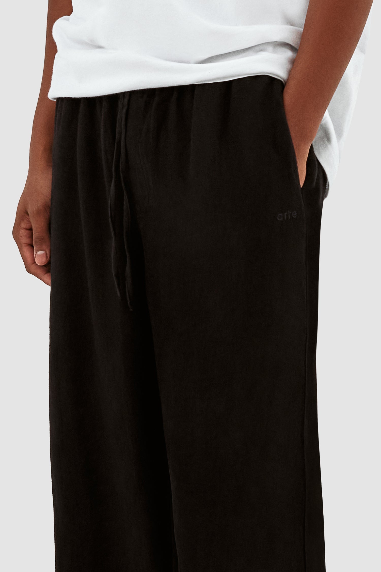 Jan Linnen Pantalon - Noir