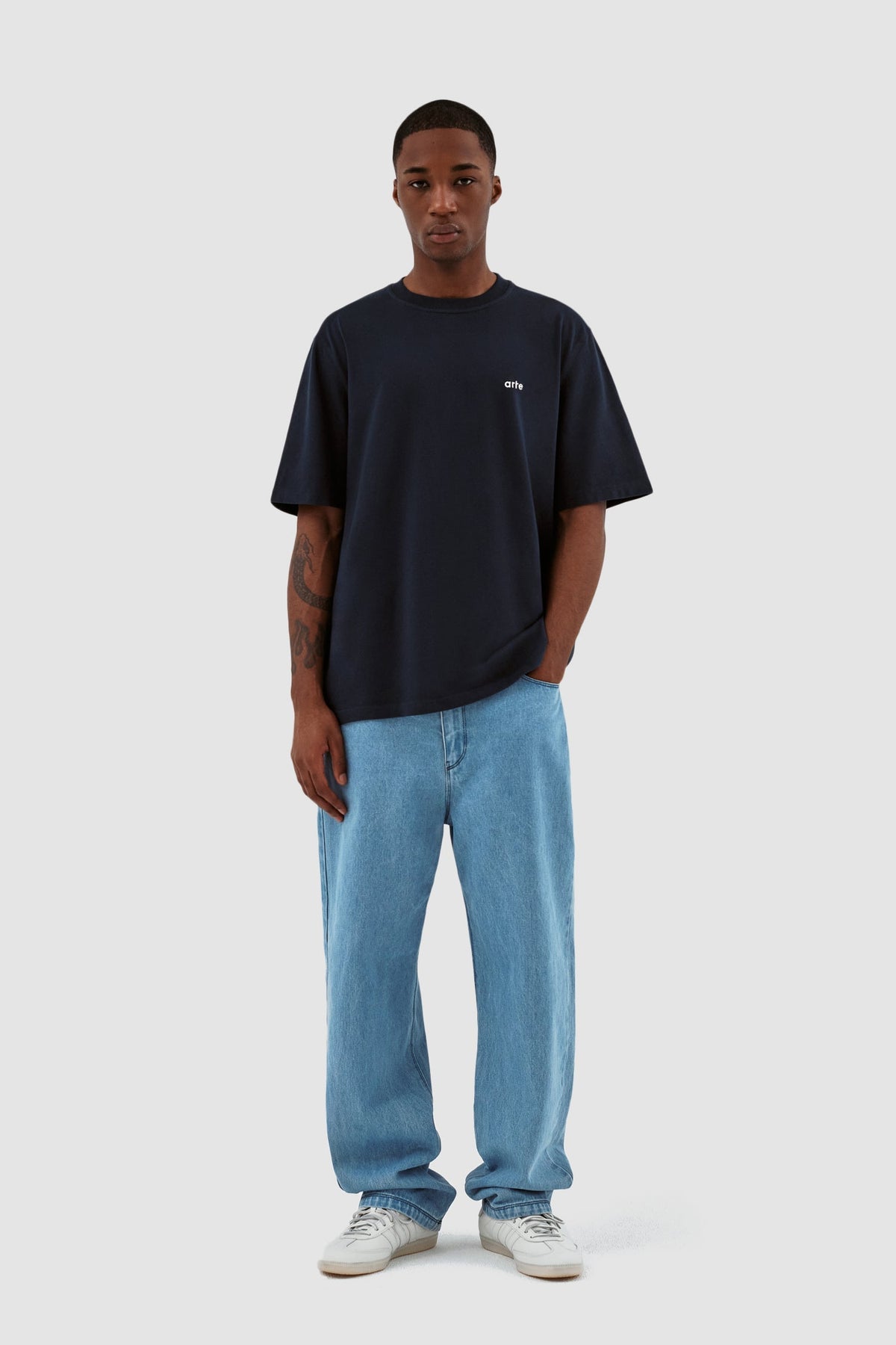 Poage Belt Detail Pants - Denim Bleach