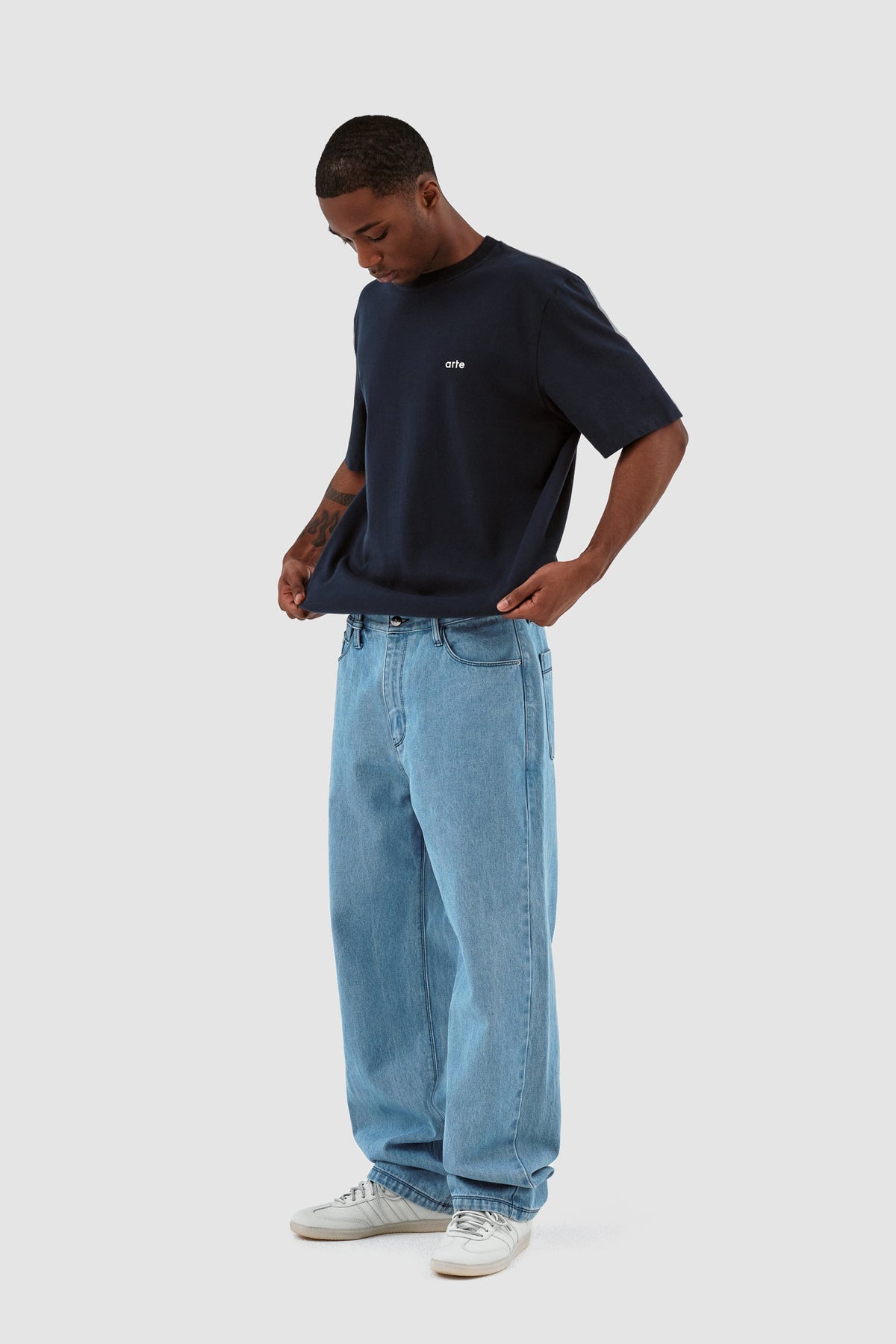 Poage Belt Detail Pants - Denim Bleach