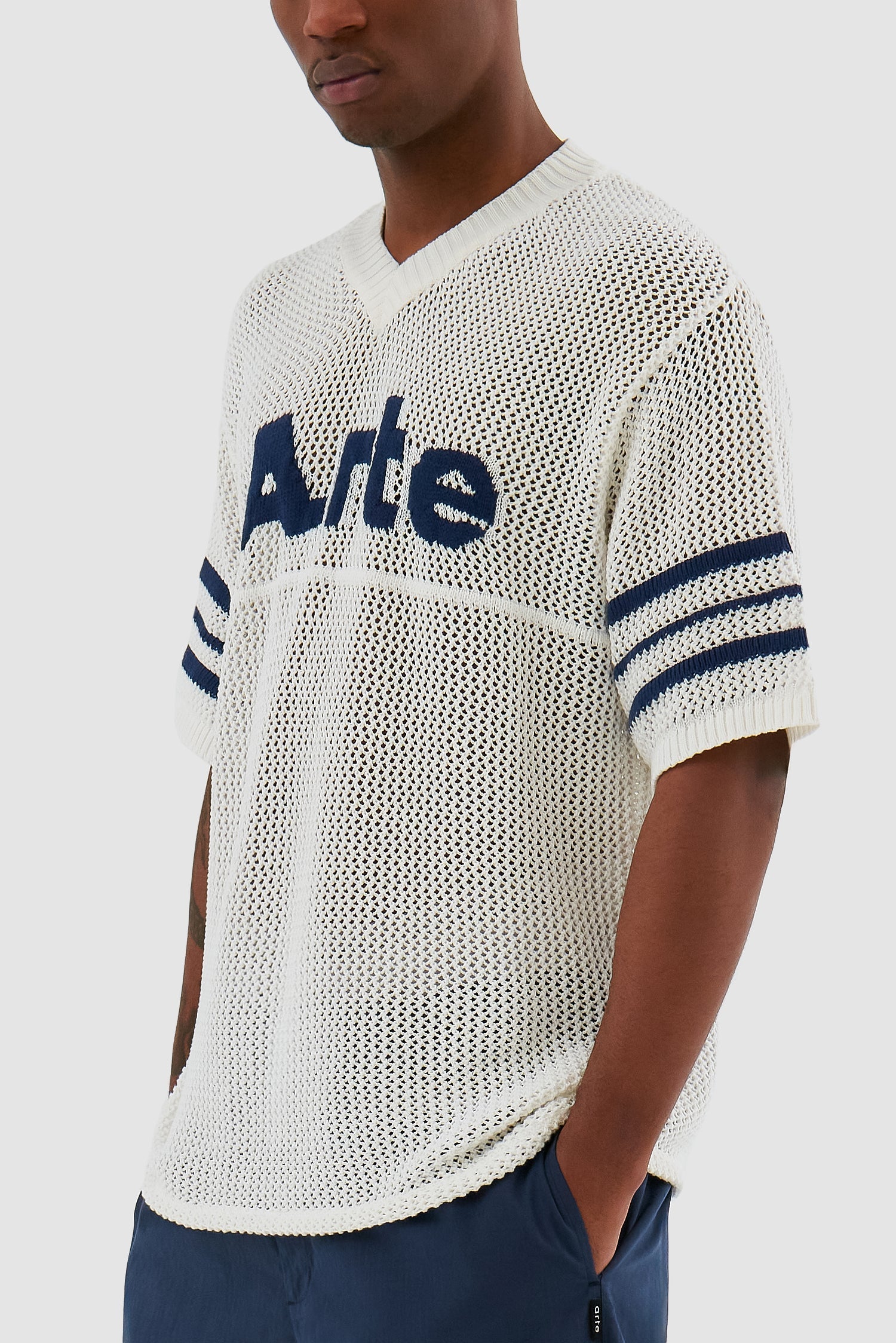 Shane - Chemise à rayures en tricot - Blanc