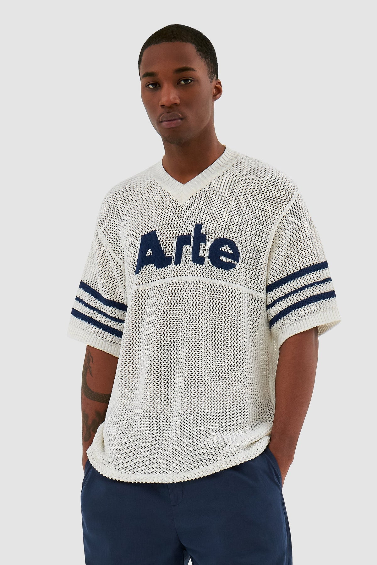 Shane - Chemise à rayures en tricot - Blanc