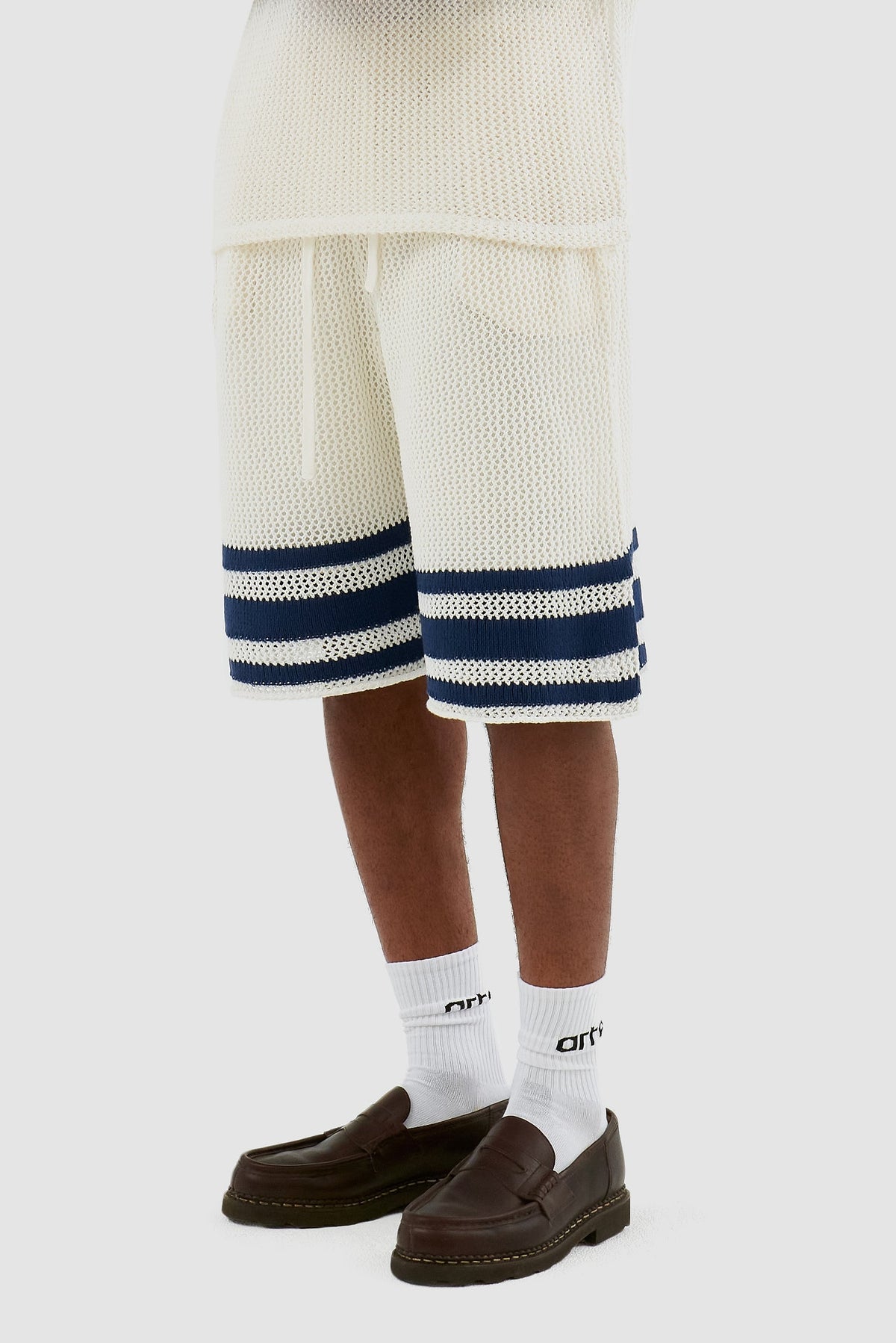Short à rayures en tricot Shane - Blanc