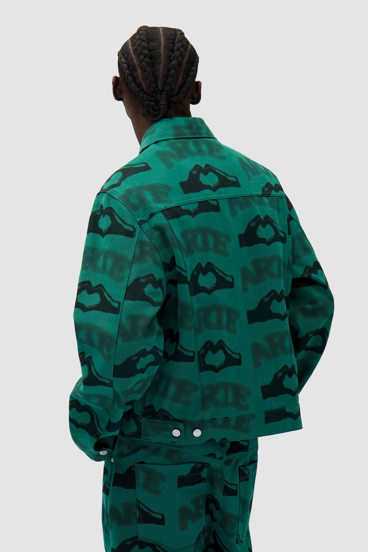 Veste imprimée en forme de cœur - Vert