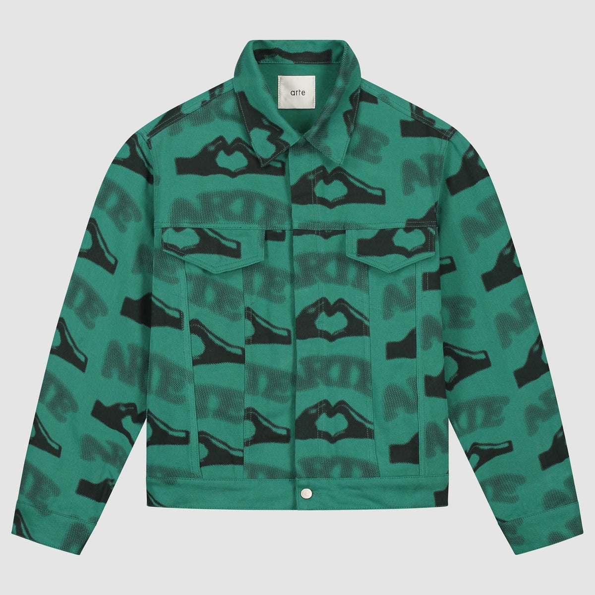 Veste imprimée en forme de cœur - Vert