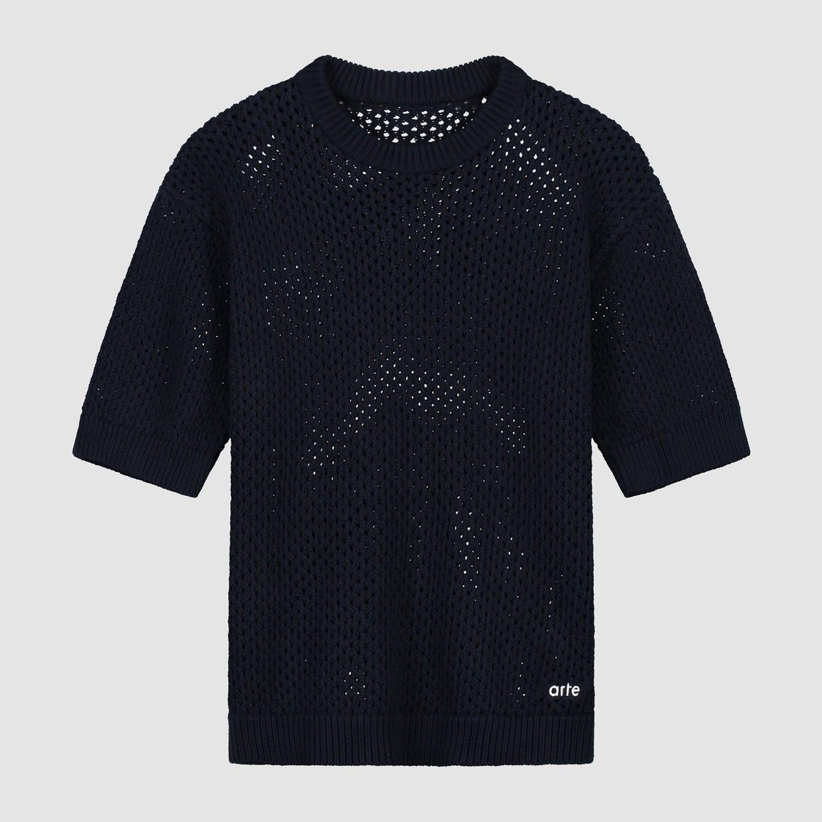 T-shirt en maille crochetée - Marine