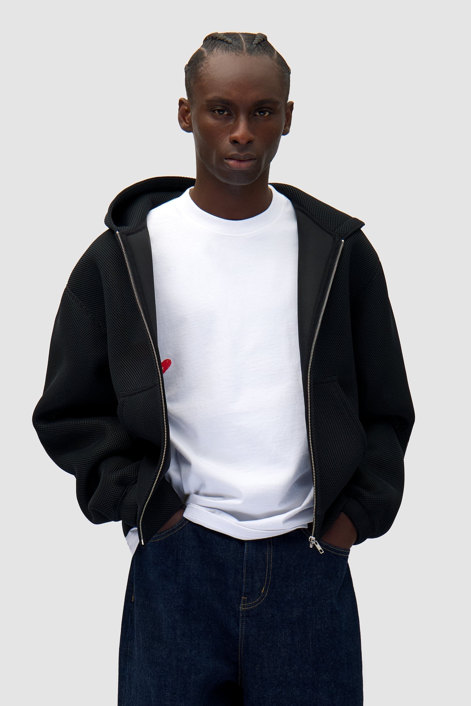 Veste à capuche en maille - Noir