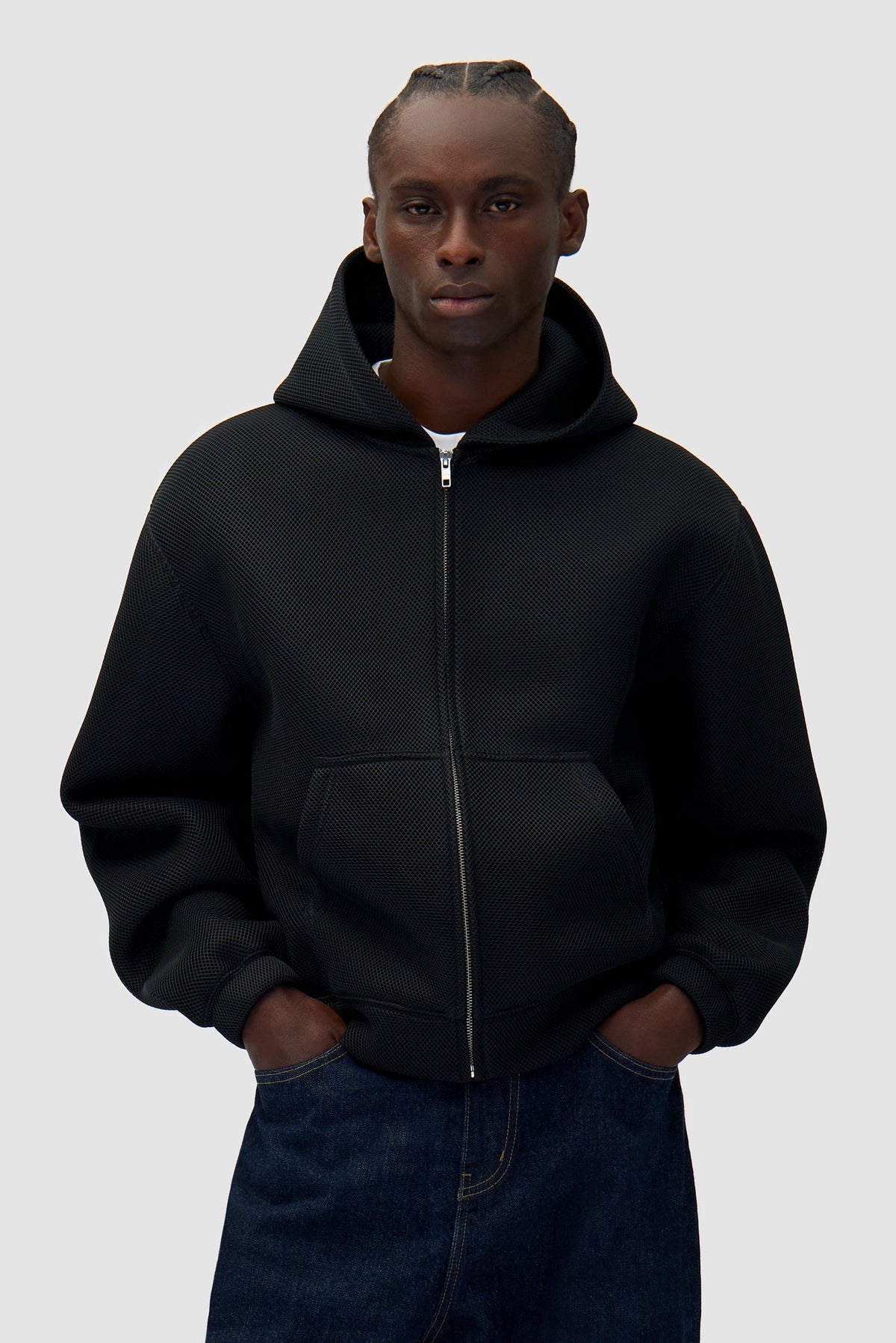 Veste à capuche en maille - Noir