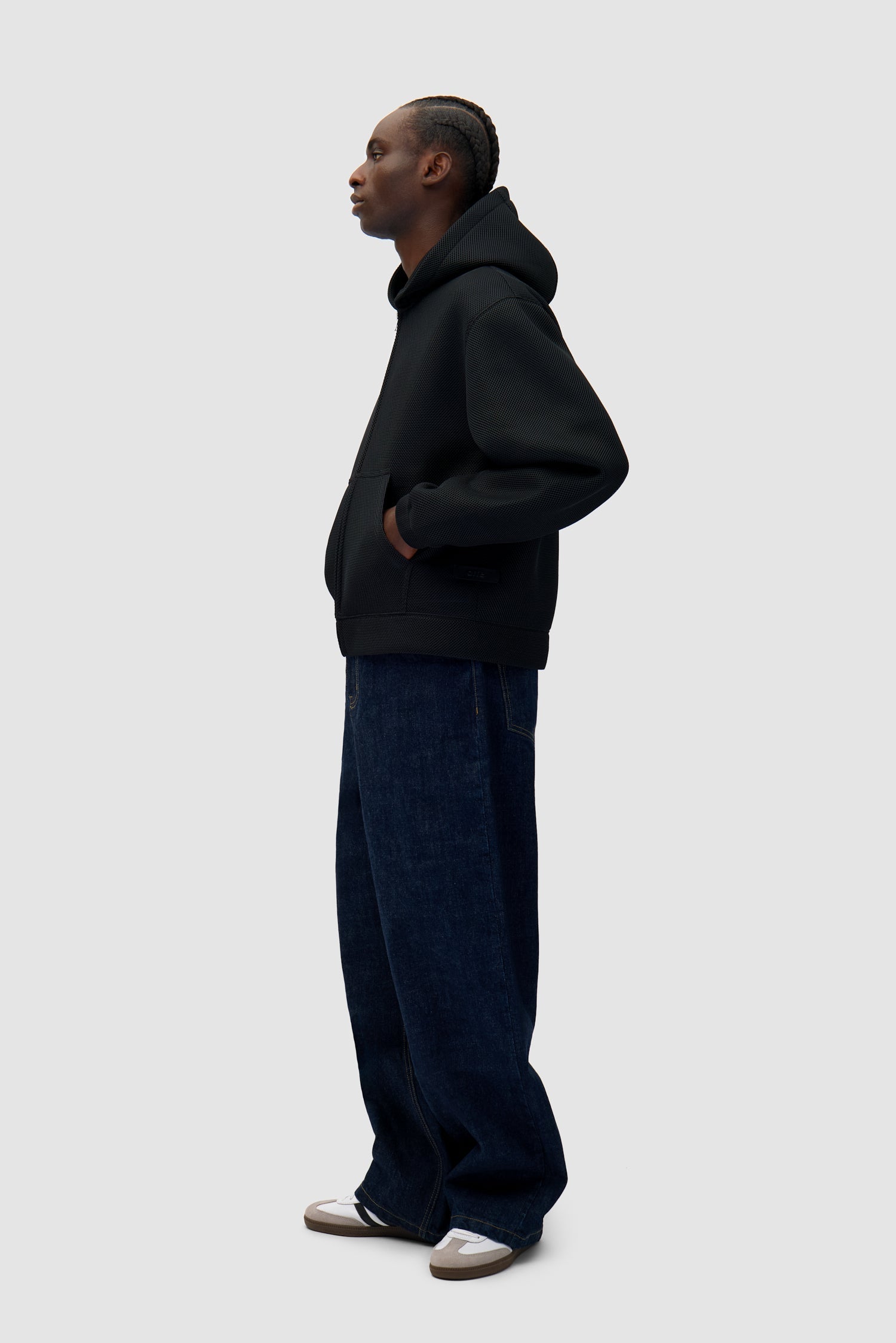 Veste à capuche en maille - Noir