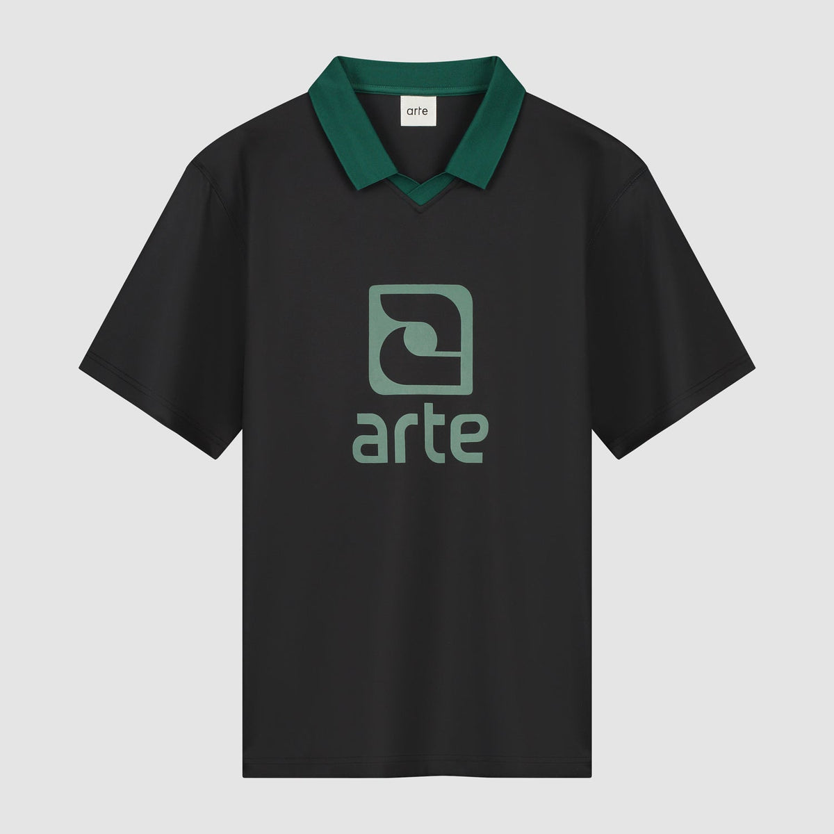 T-shirt avec col à logo - noir/vert