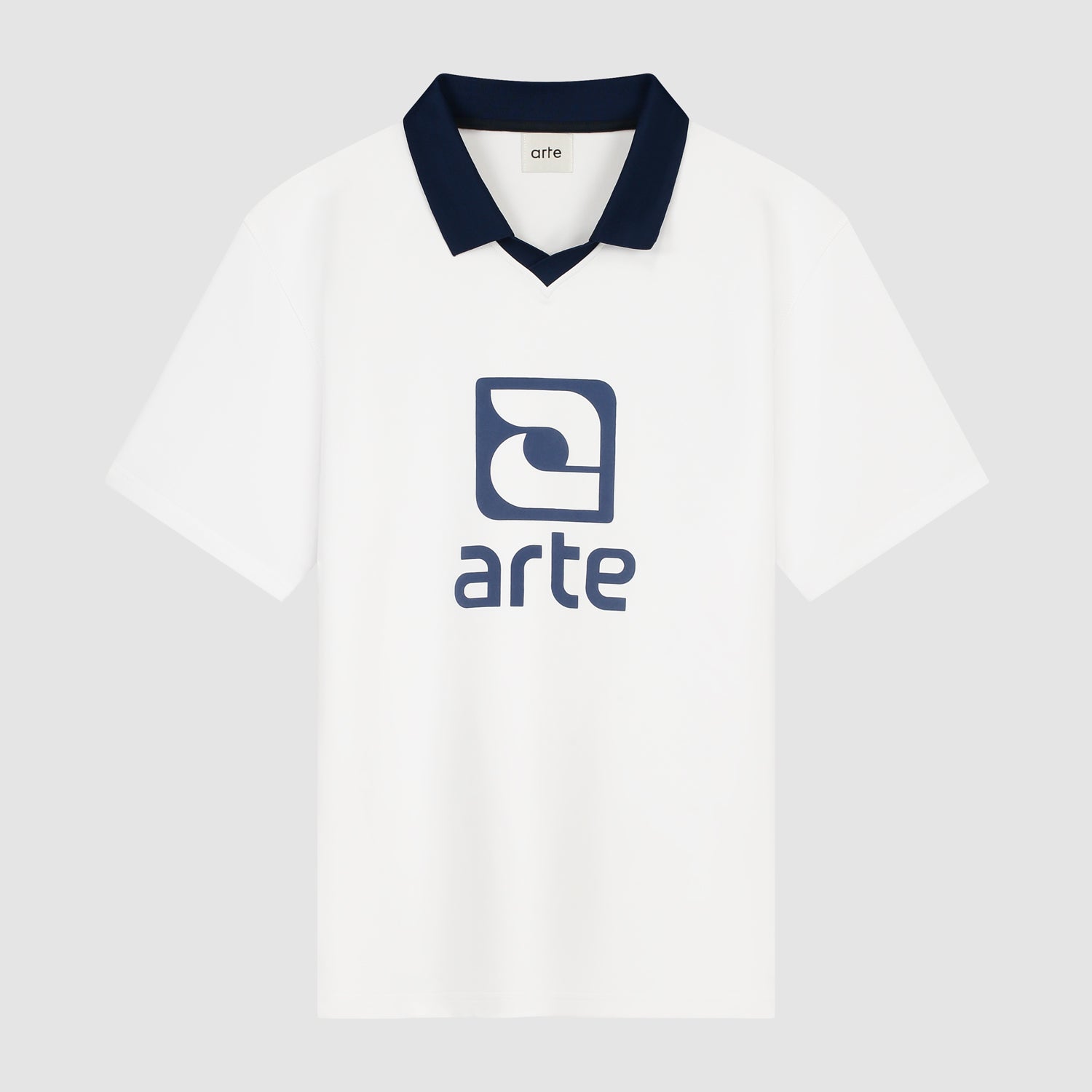 T-shirt avec col à logo - Blanc/Marine