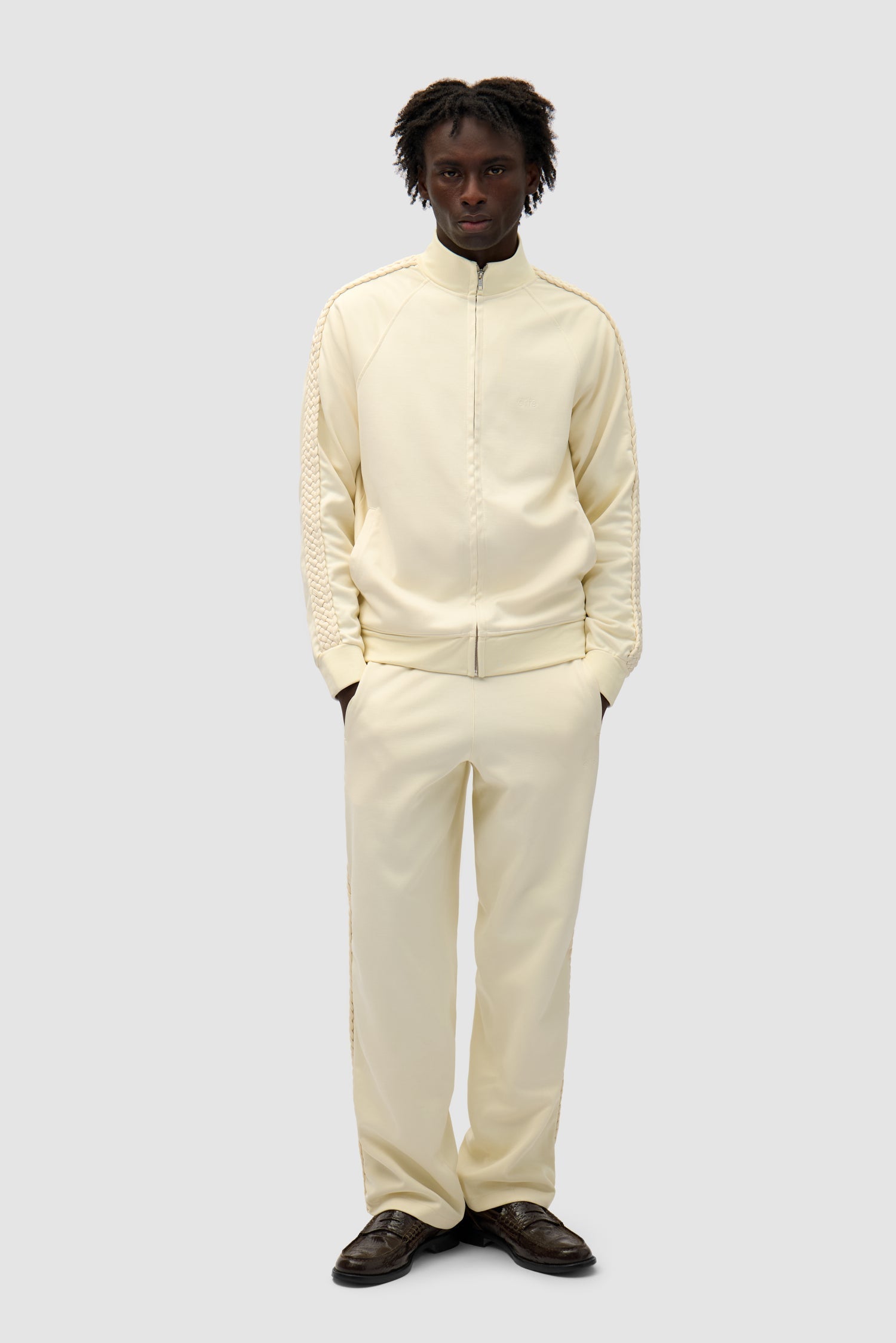 Pantalon à bandes tressées - Crème