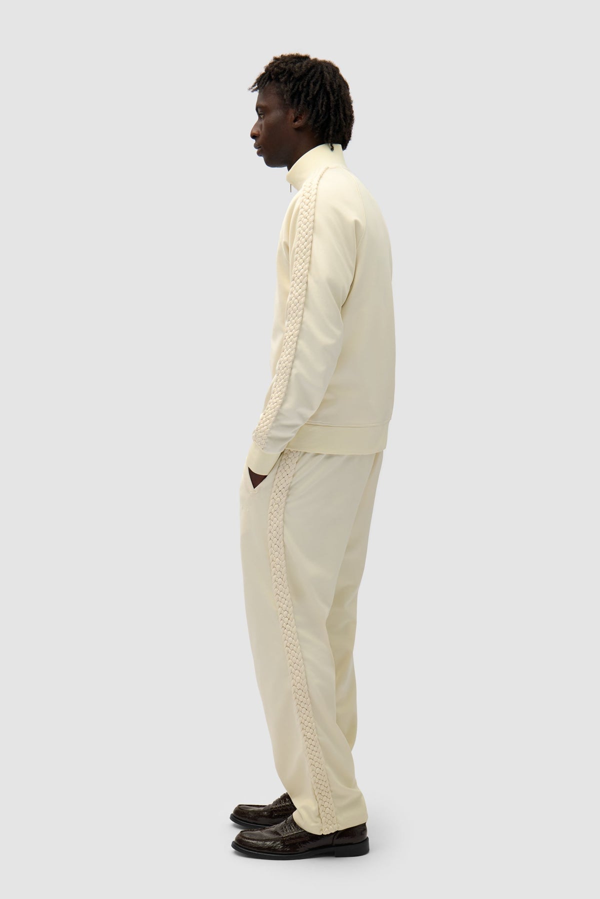 Pantalon à bandes tressées - Crème