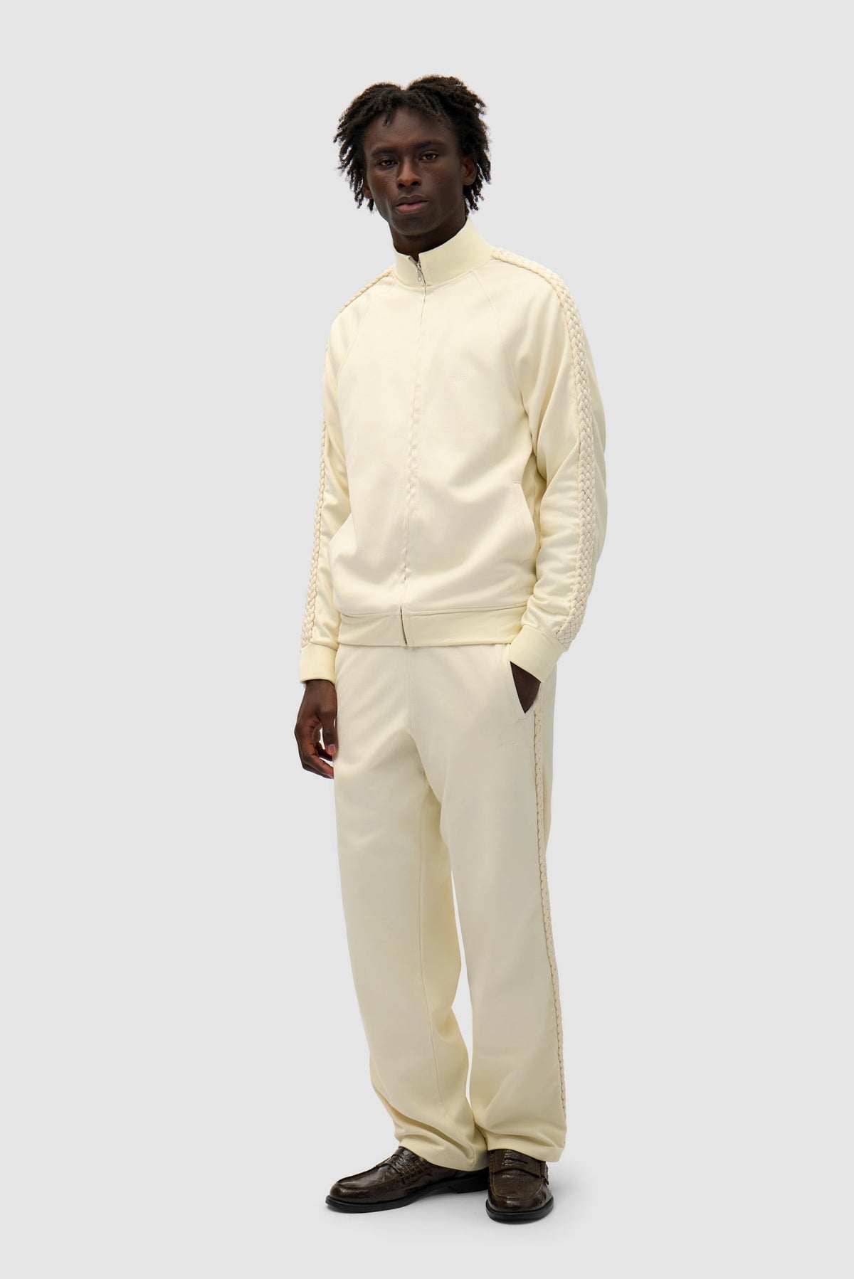 Pantalon à bandes tressées - Crème