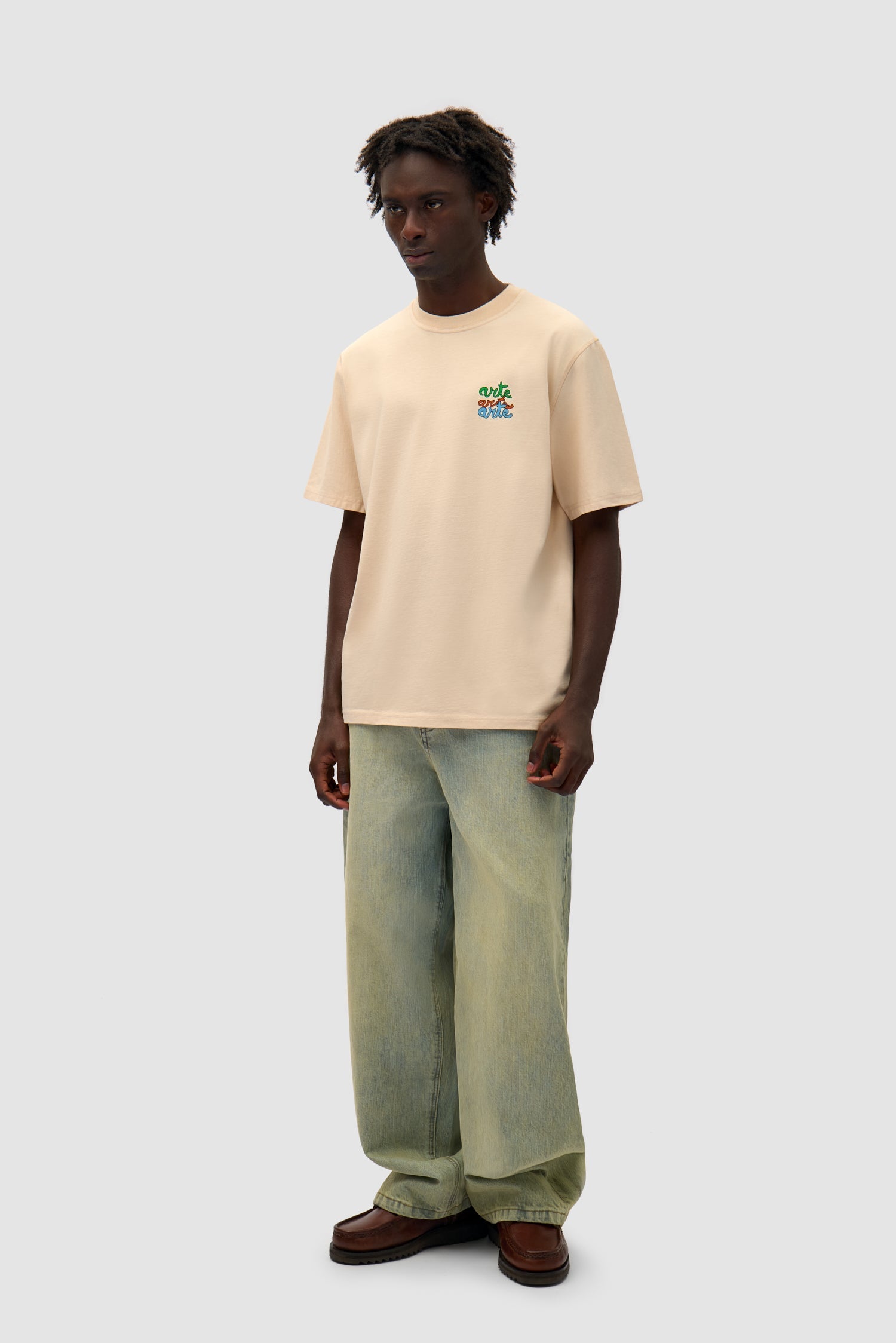 T-shirt à logo multiple - Crème