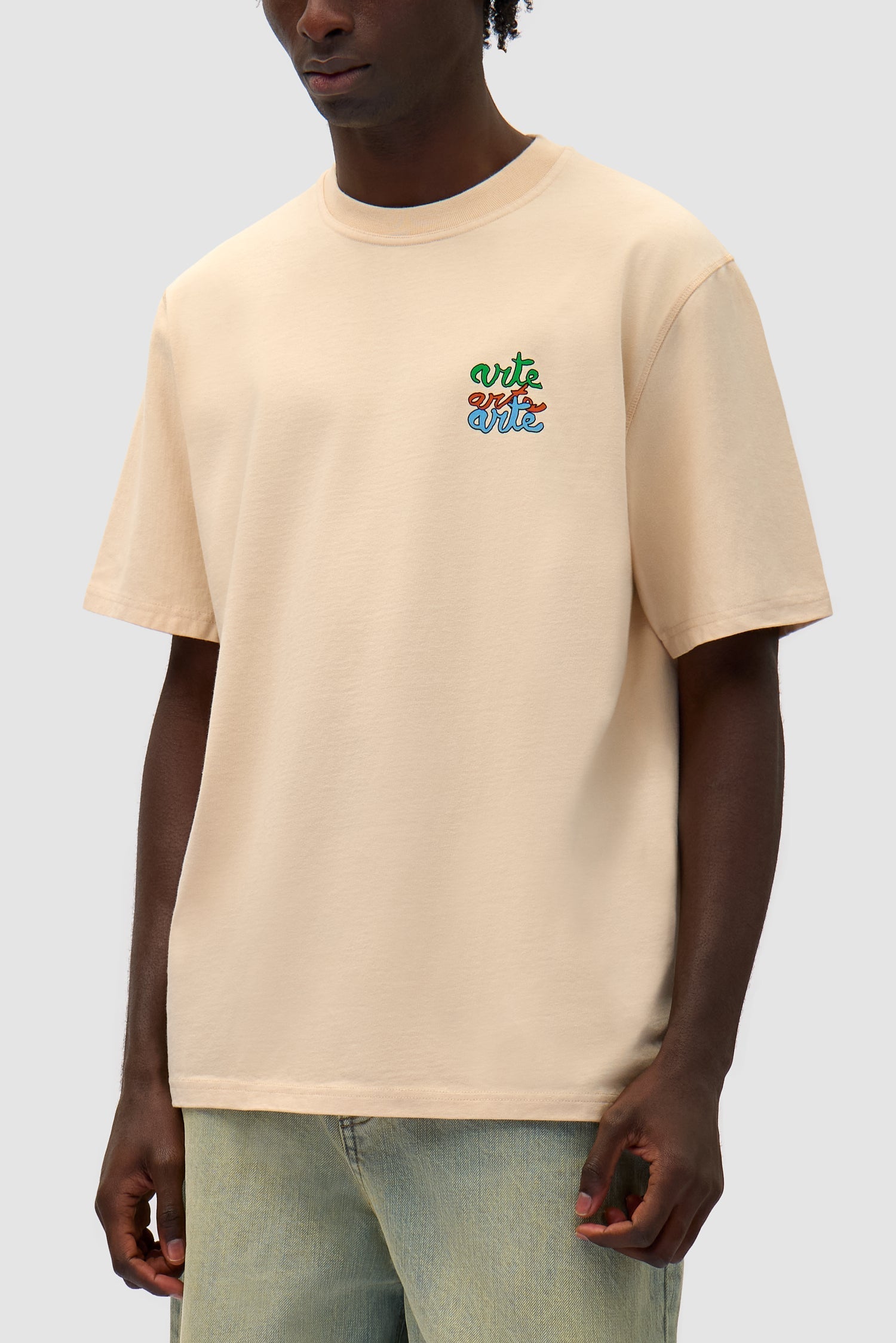 T-shirt à logo multiple - Crème