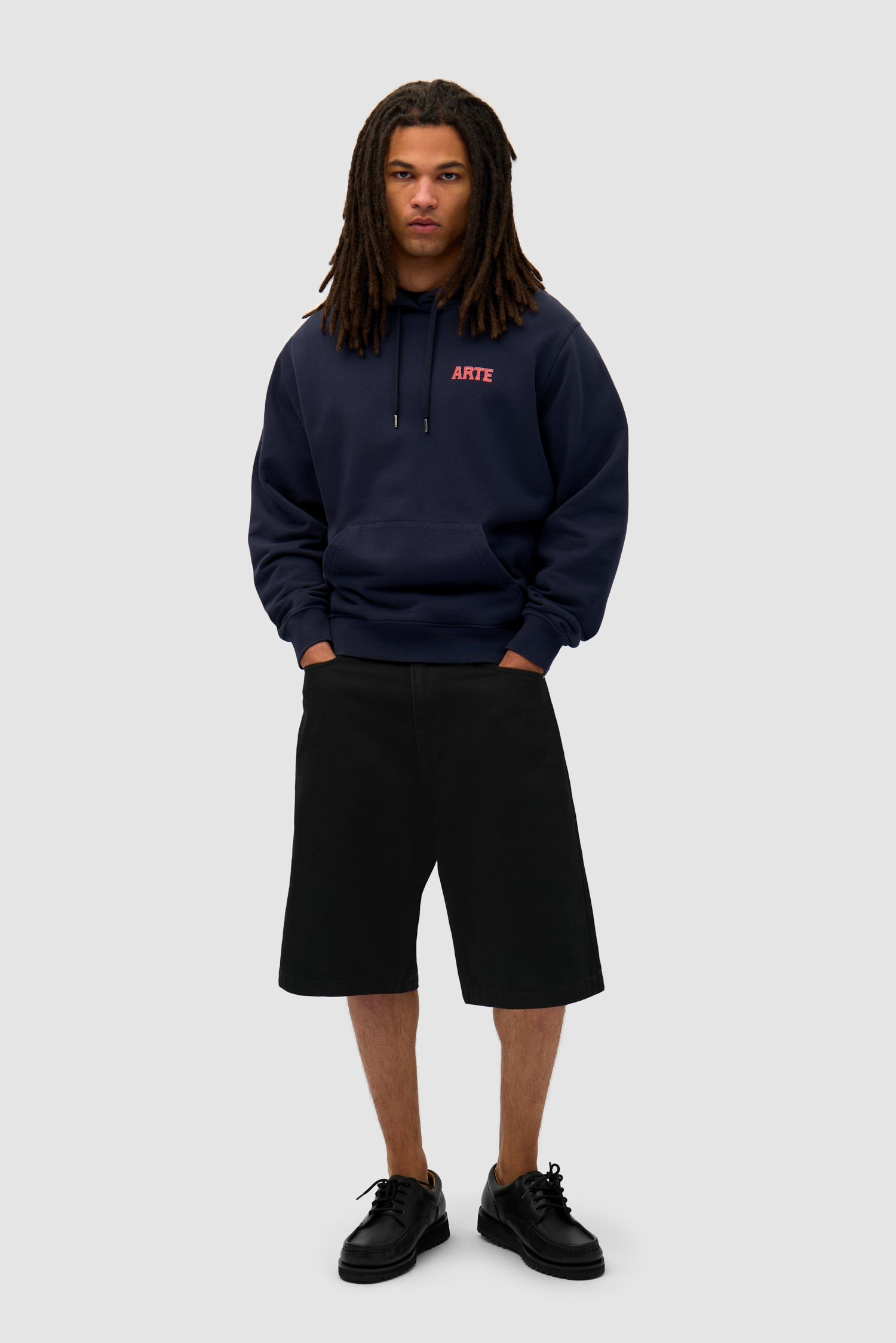 Sweat à capuche avec impression murale dans le dos - Navy