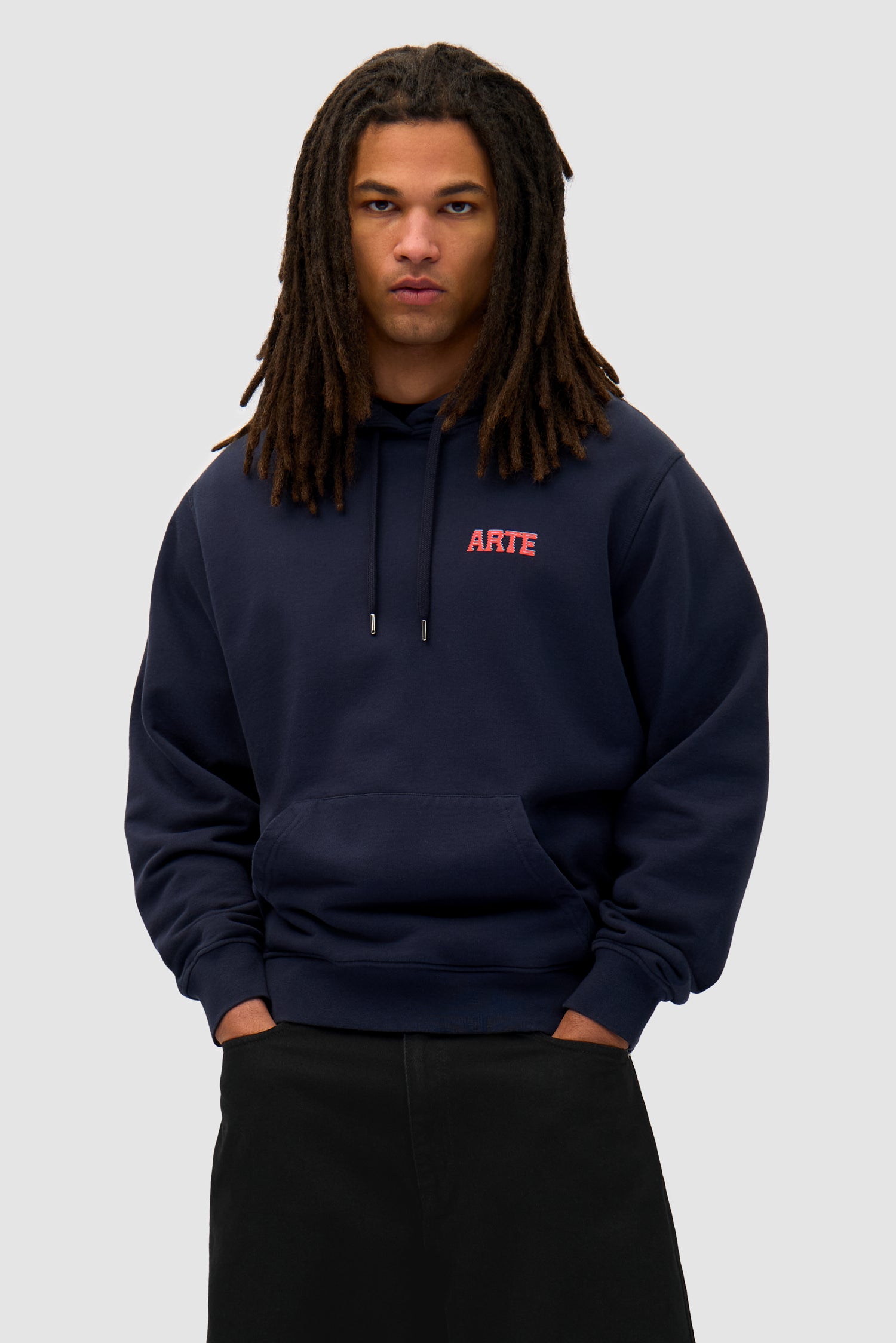 Sweat à capuche avec impression murale dans le dos - Navy