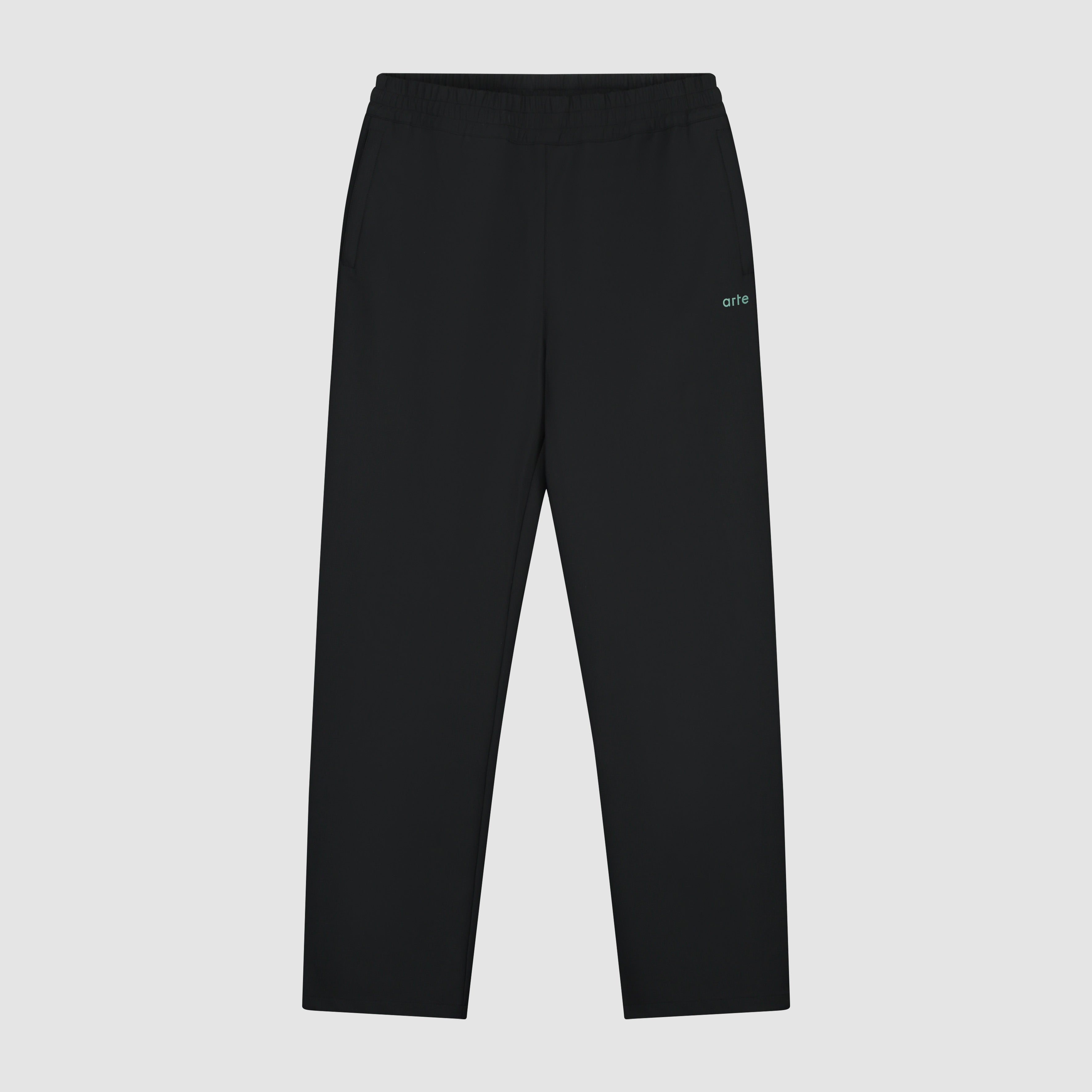 Pantalon en polyester à logo vert - Noir