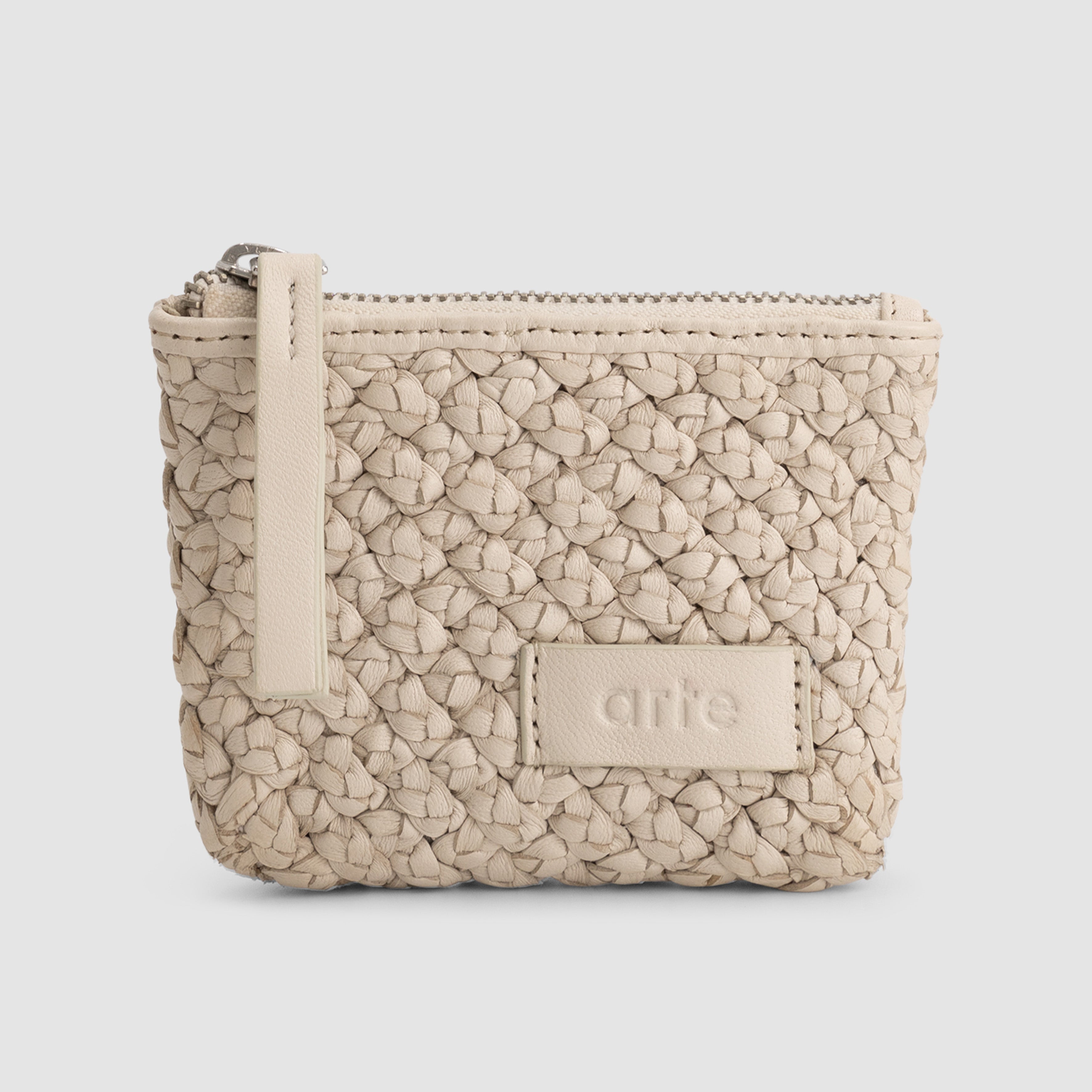 Portefeuille en cuir tressé - Crème