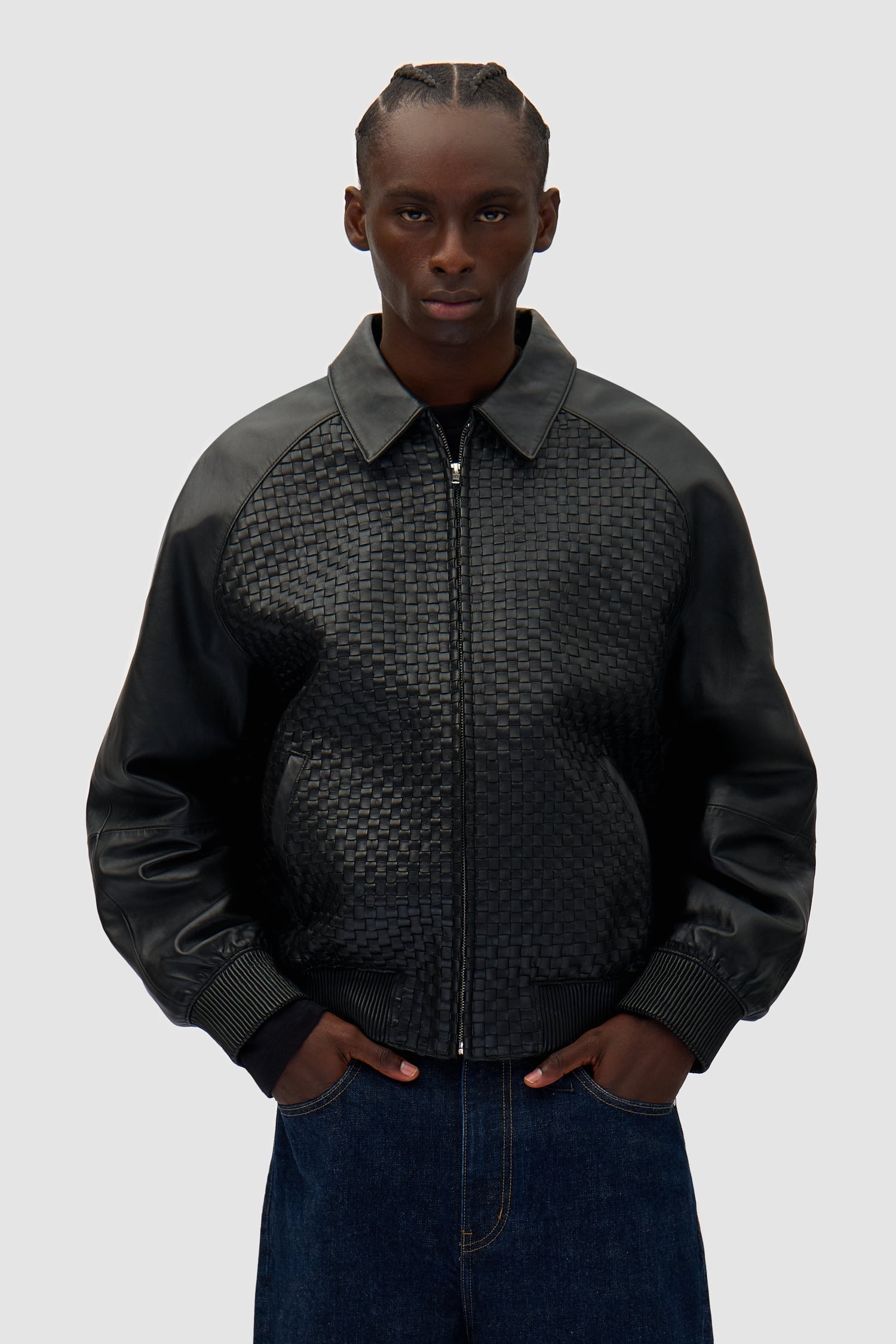 Veste en cuir Square - Noir