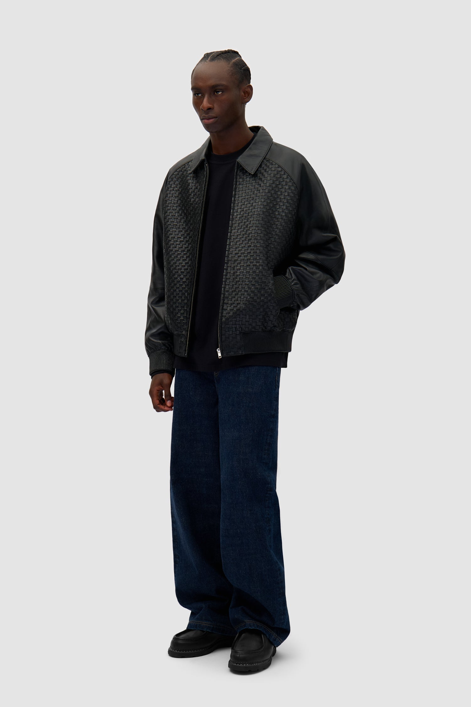 Veste en cuir Square - Noir