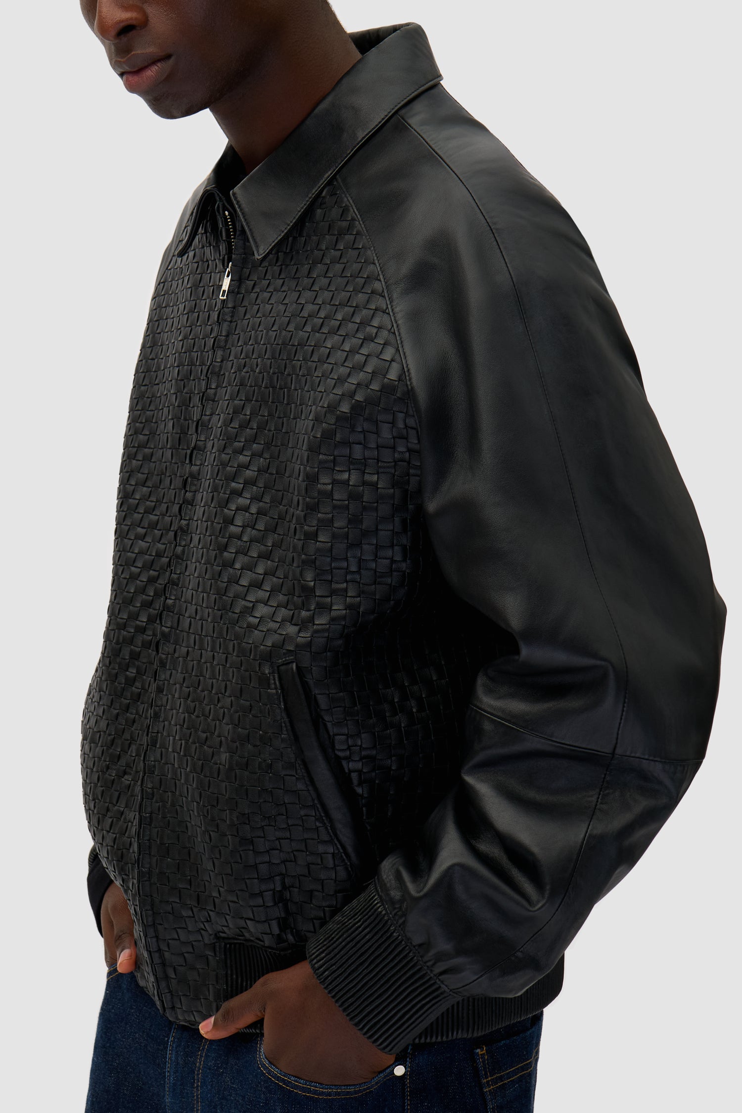 Veste en cuir Square - Noir