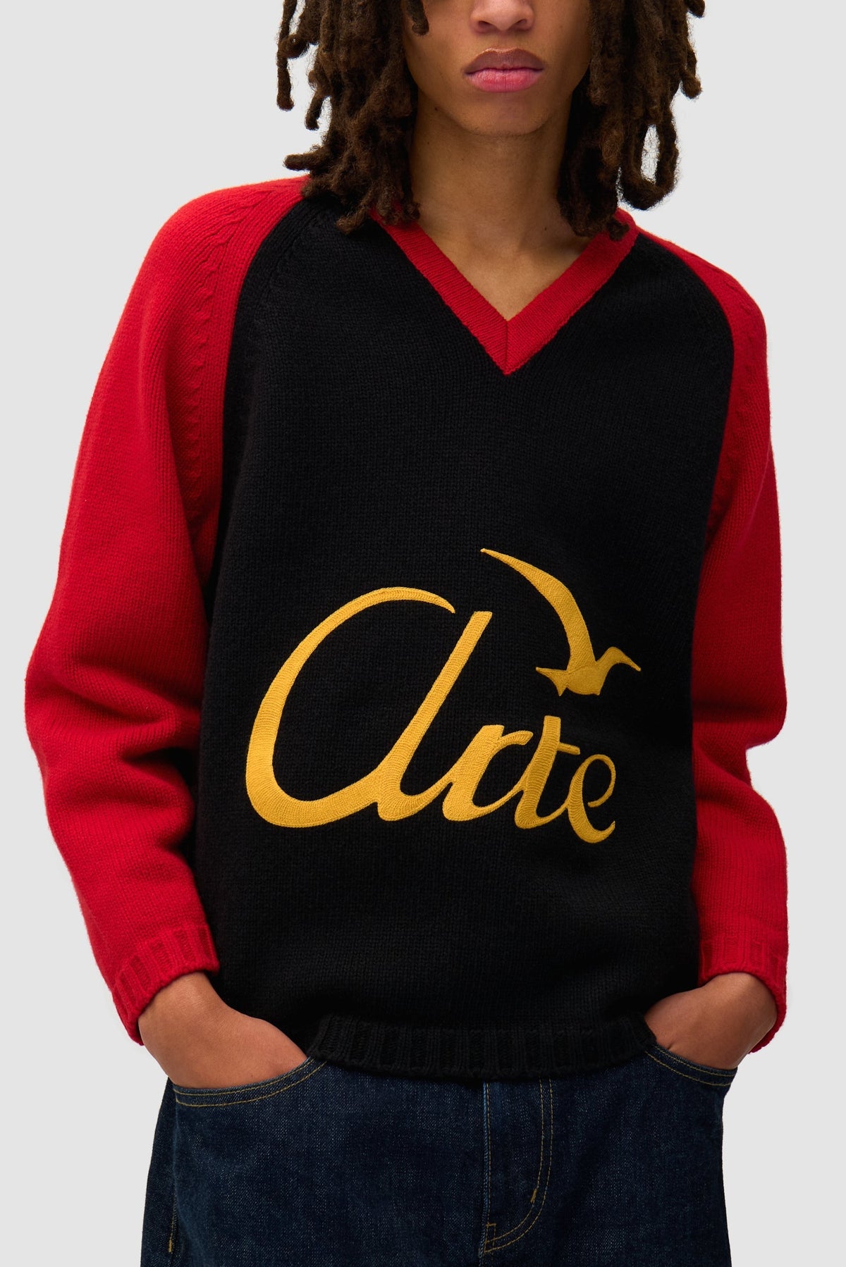Manches longues en tricot - Noir/Rouge