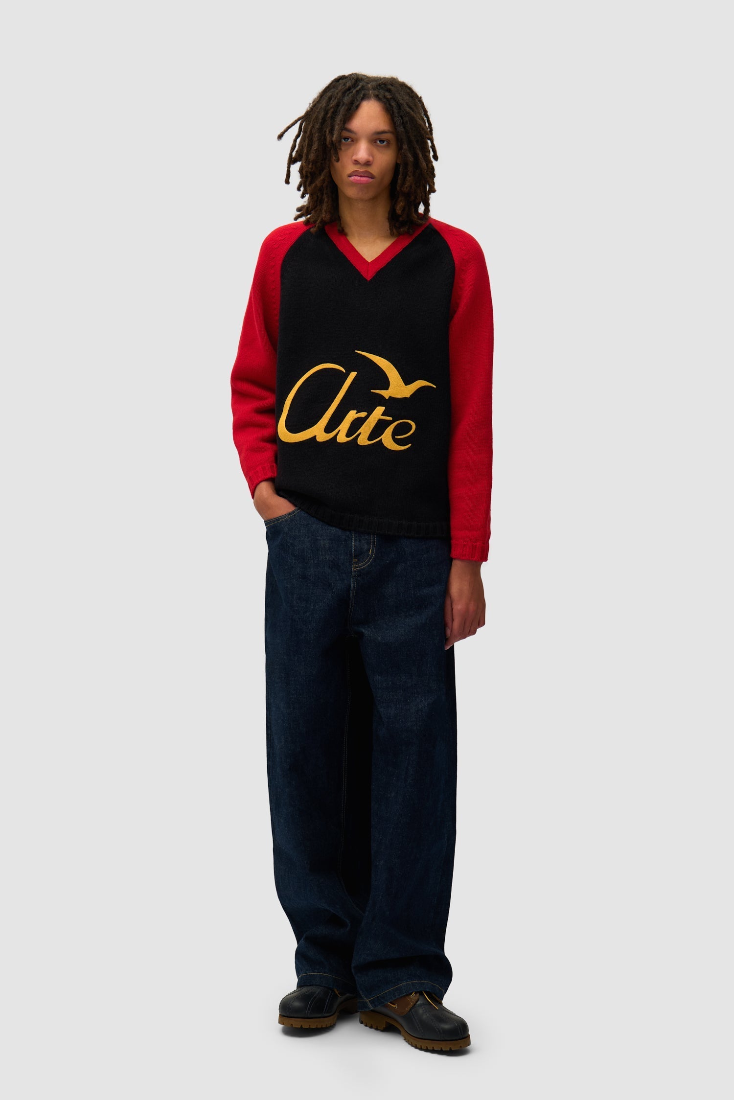 Manches longues en tricot - Noir/Rouge