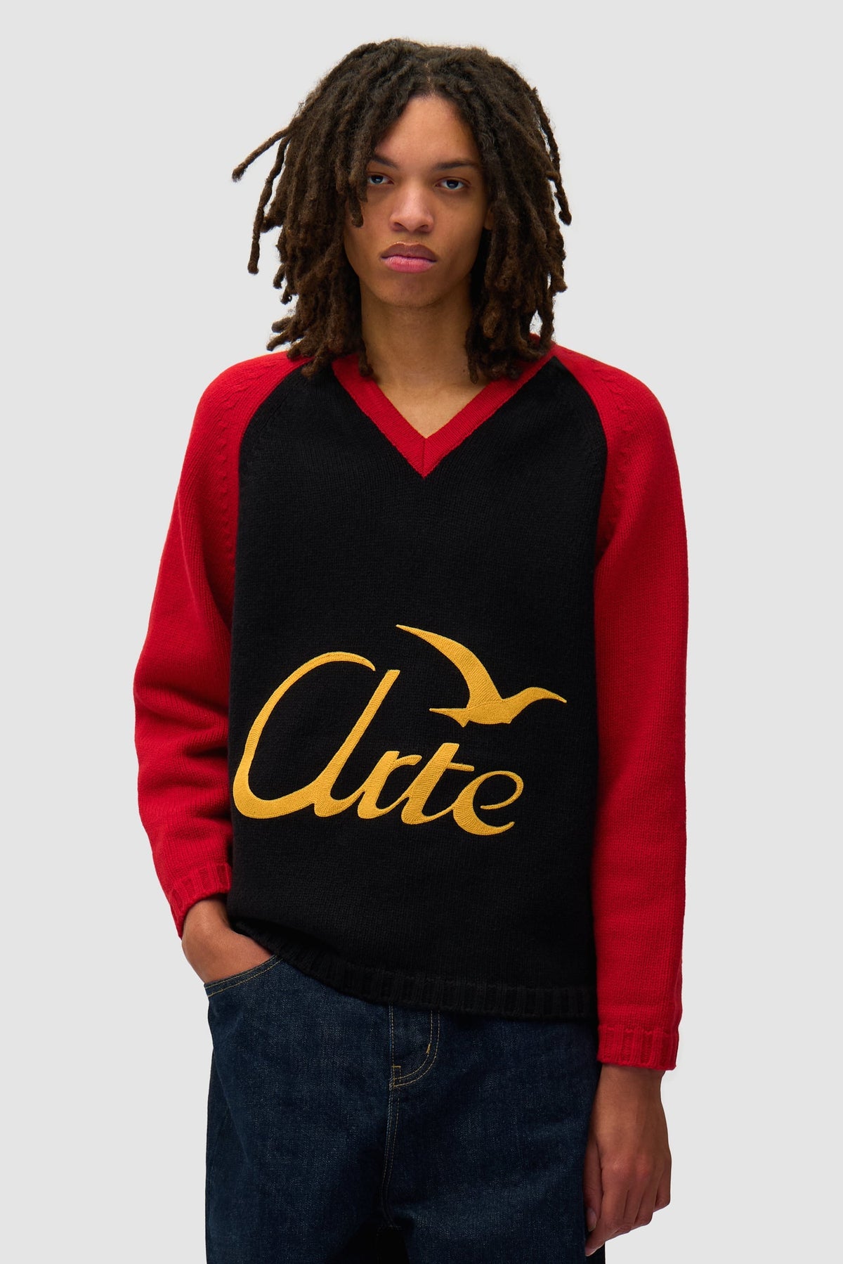 Manches longues en tricot - Noir/Rouge