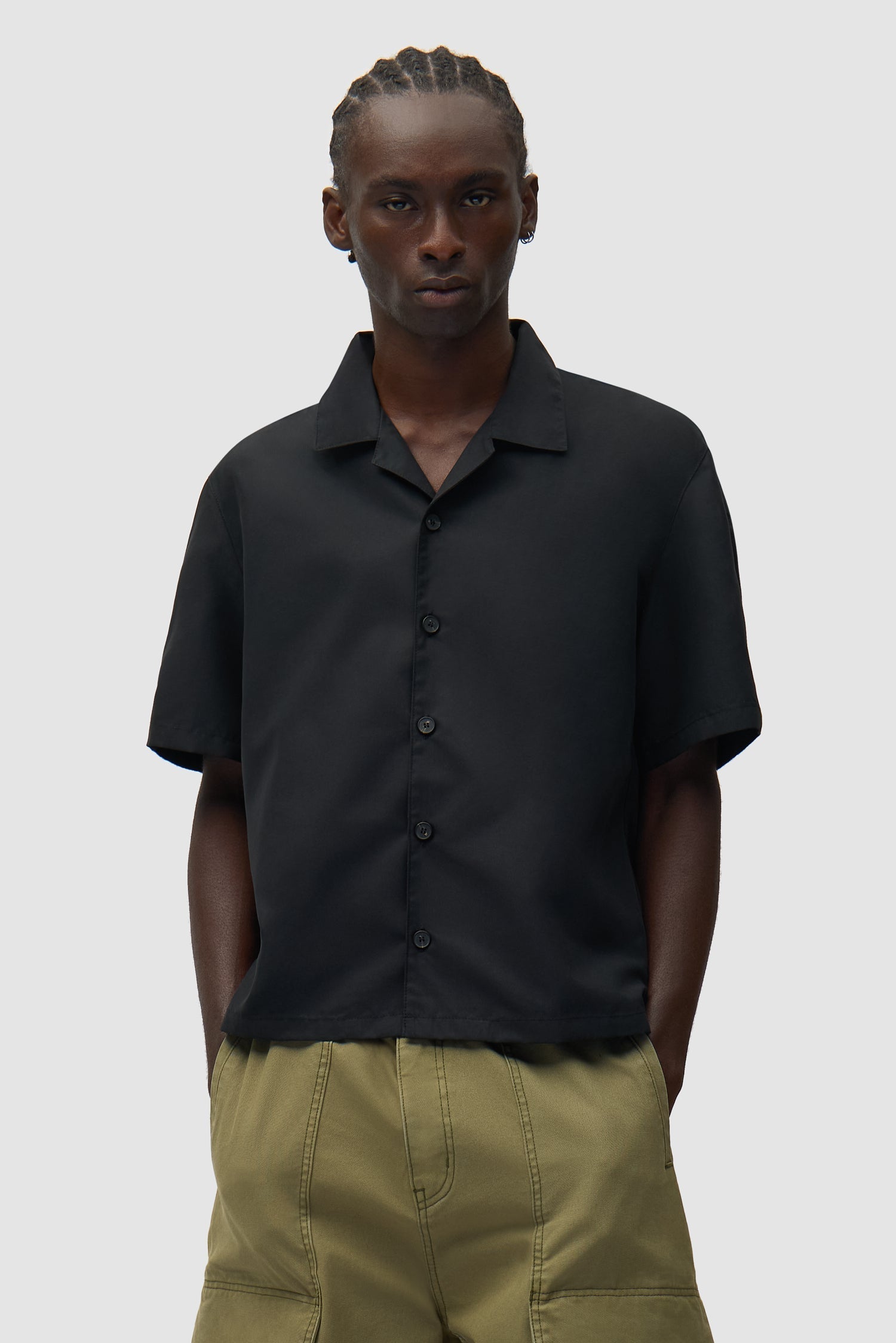 Chemise en lin et nylon - Noir