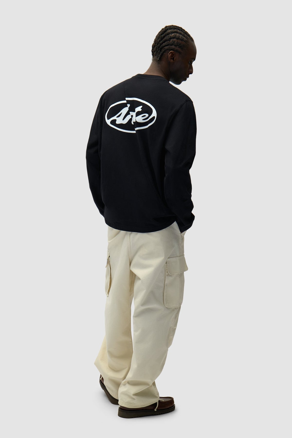 T-shirt à manches longues avec logo cercle dans le dos - Noir