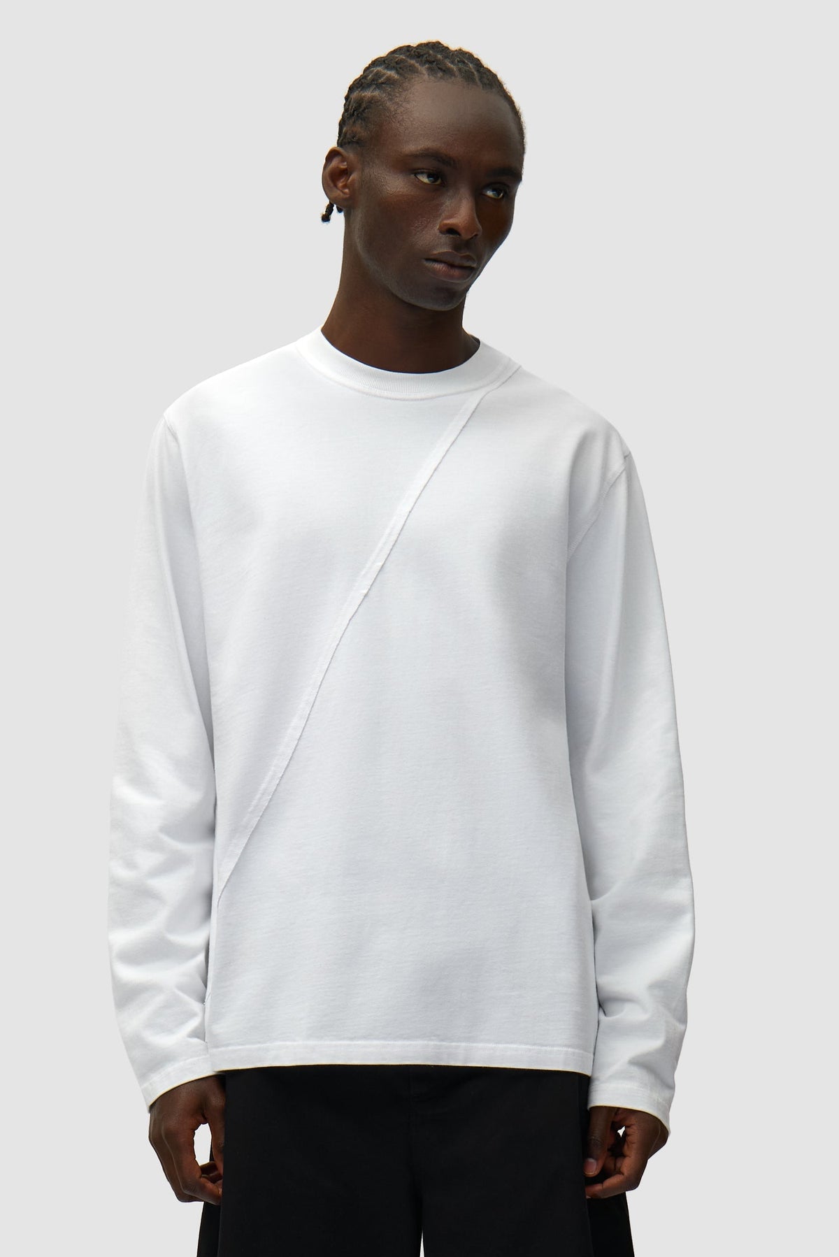 T-shirt à manches longues avec logo cercle dans le dos - Blanc