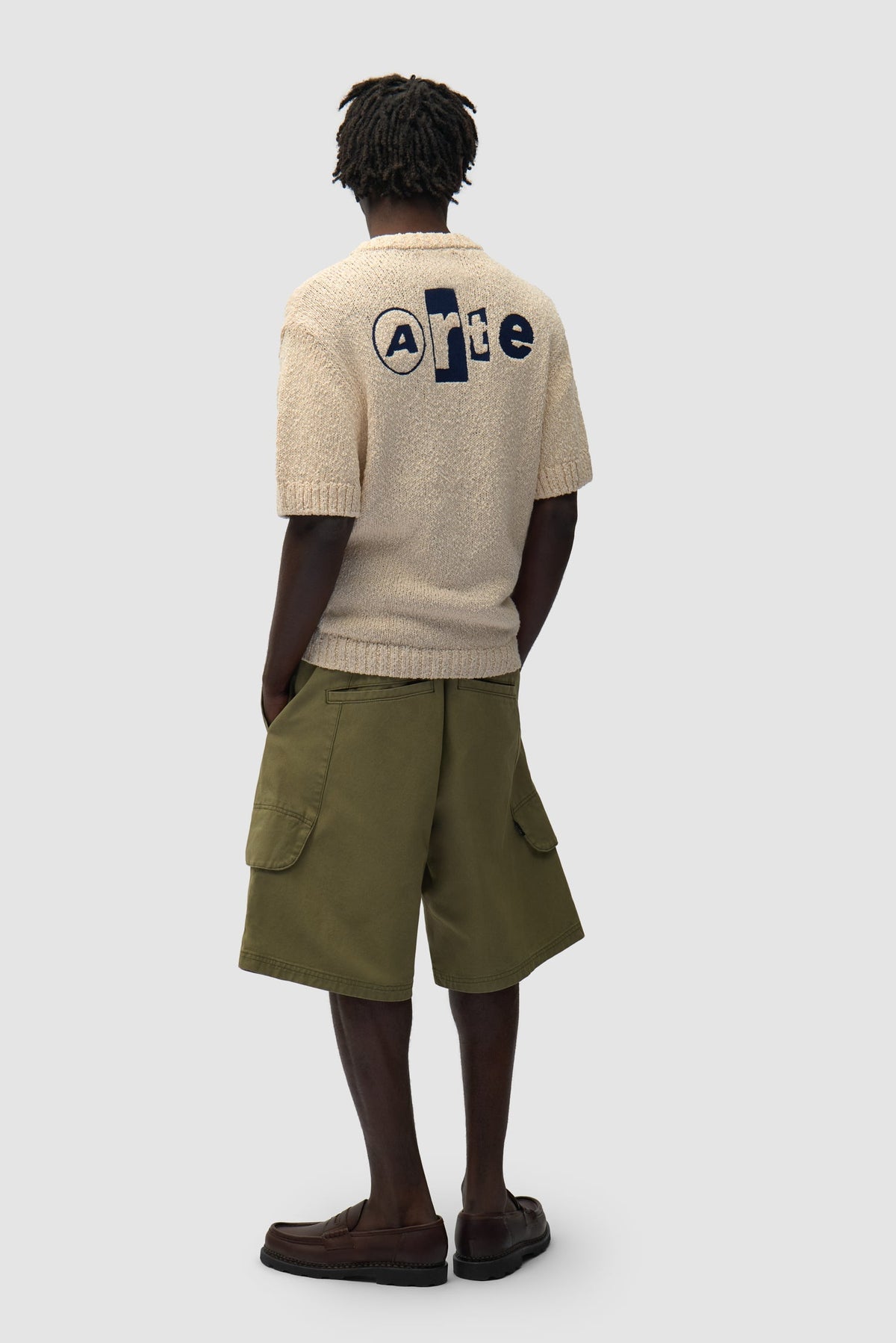 T-shirt en maille avec motif graphique au dos - Crème