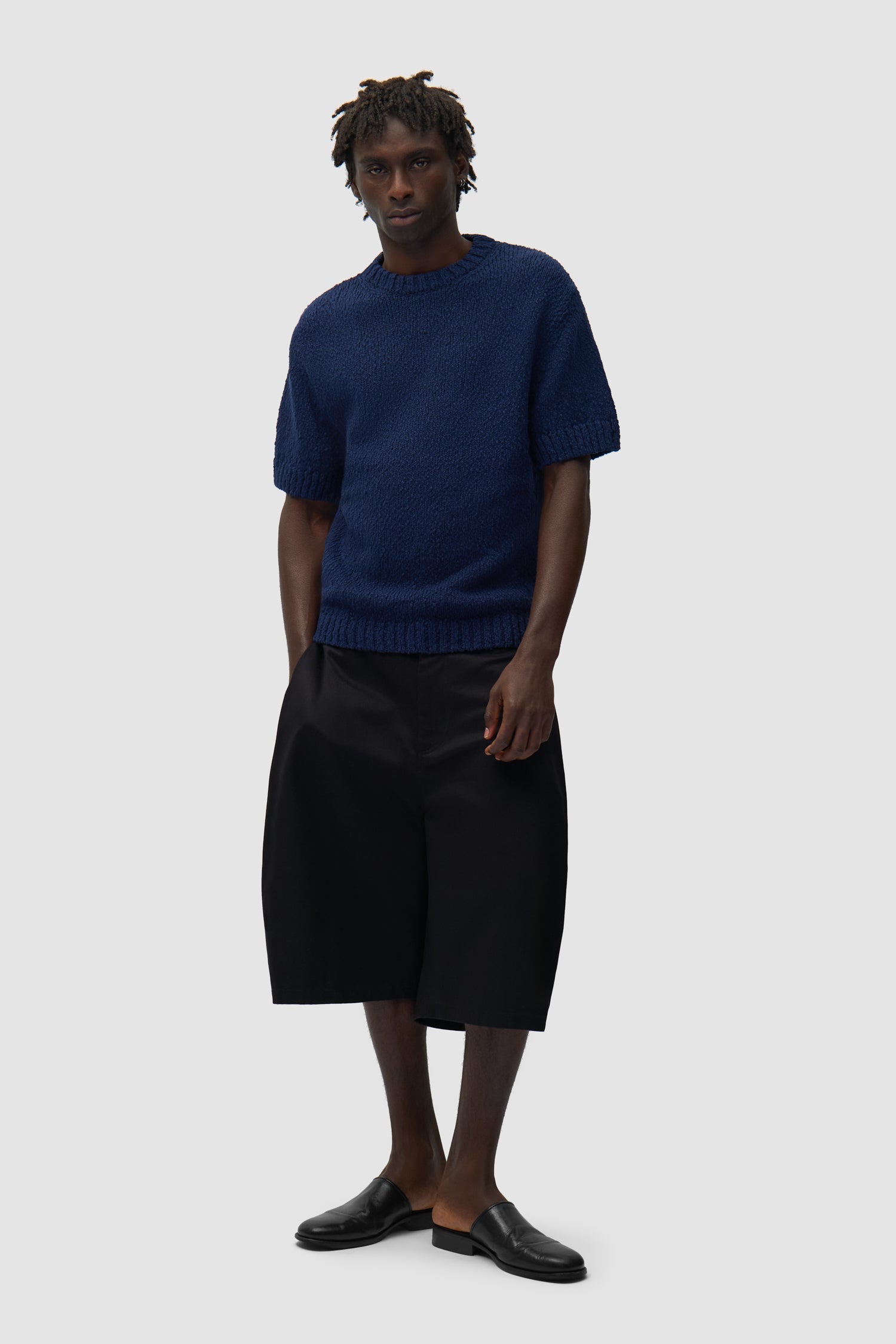 T-shirt en maille avec motif graphique au dos - Bleu marine