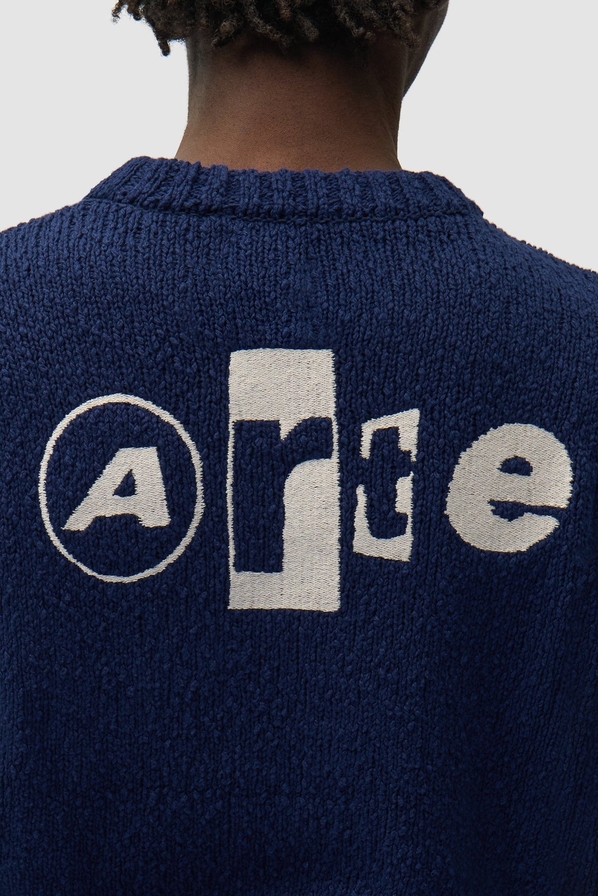 T-shirt en maille avec motif graphique au dos - Bleu marine