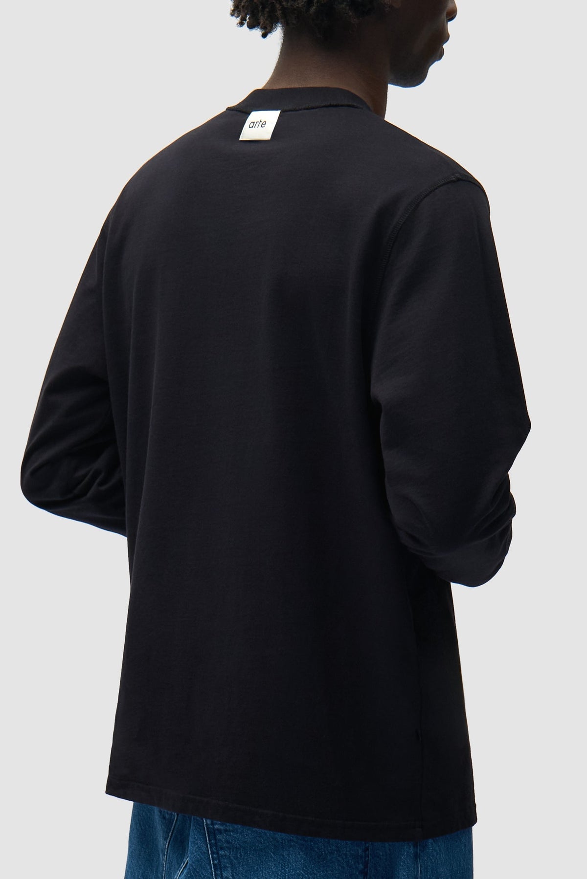 T-shirt à manches longues avec étiquette réversible - Noir