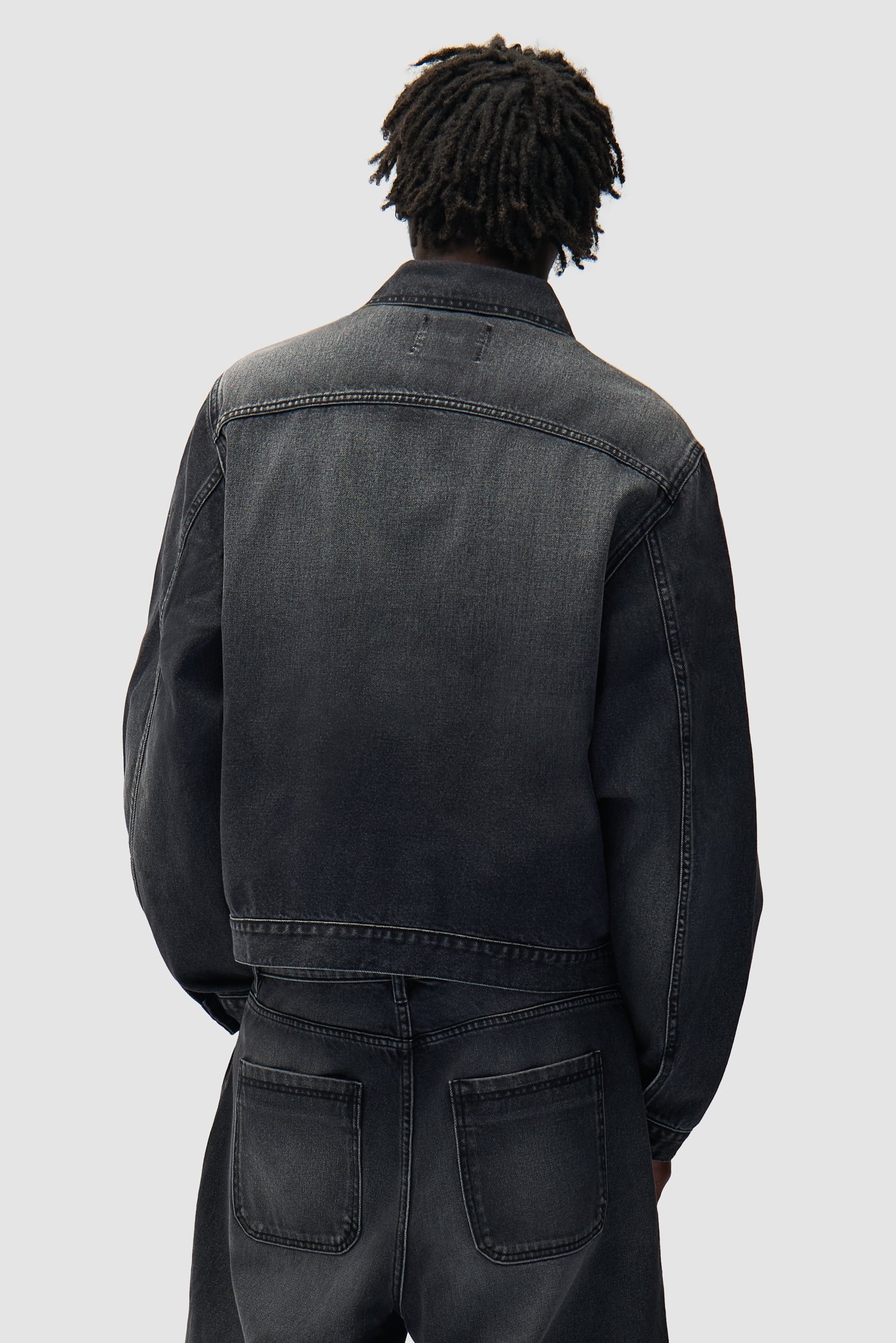 Veste en jean à poches plissées - Noir délavé