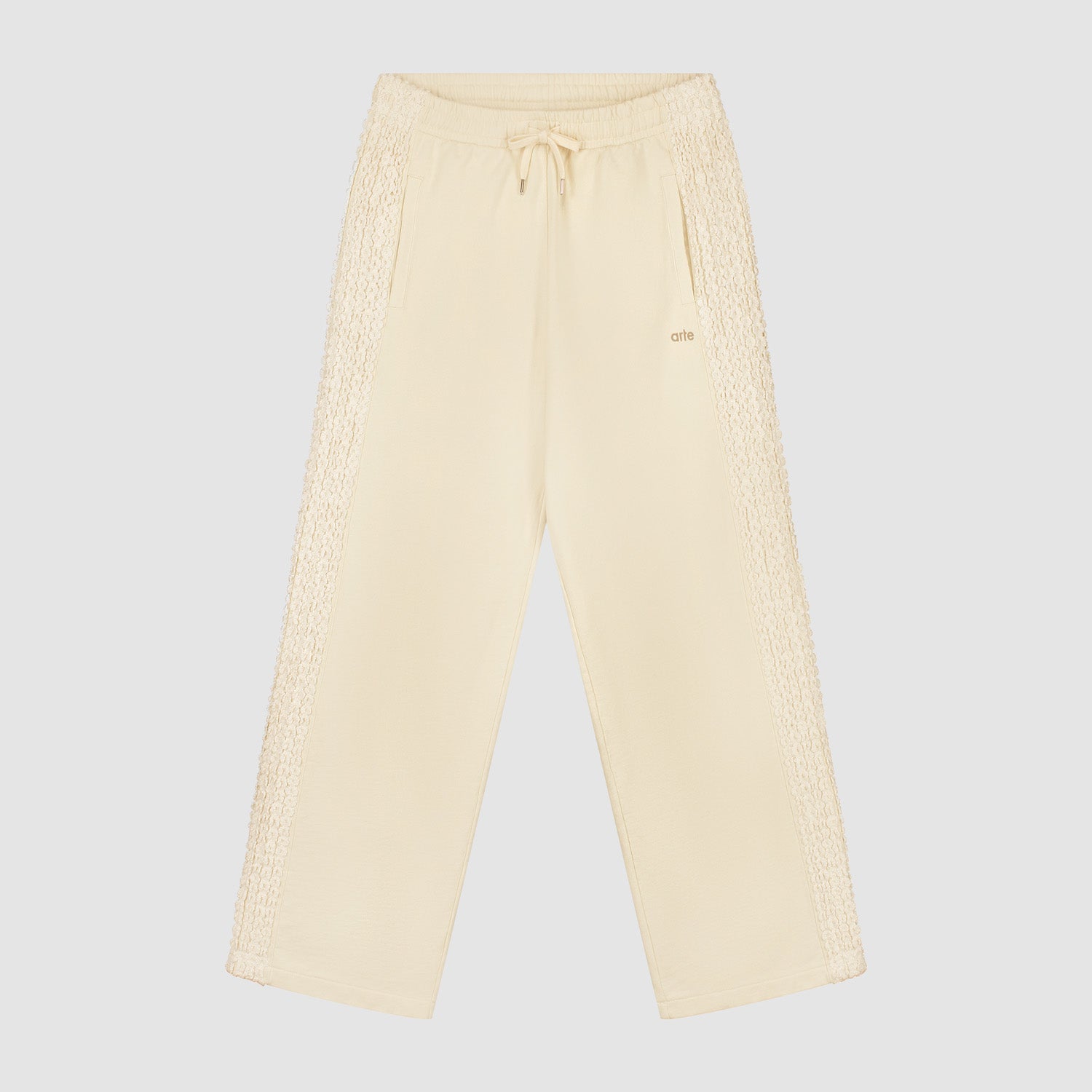 Pantalon à bandes fleuries - Crème