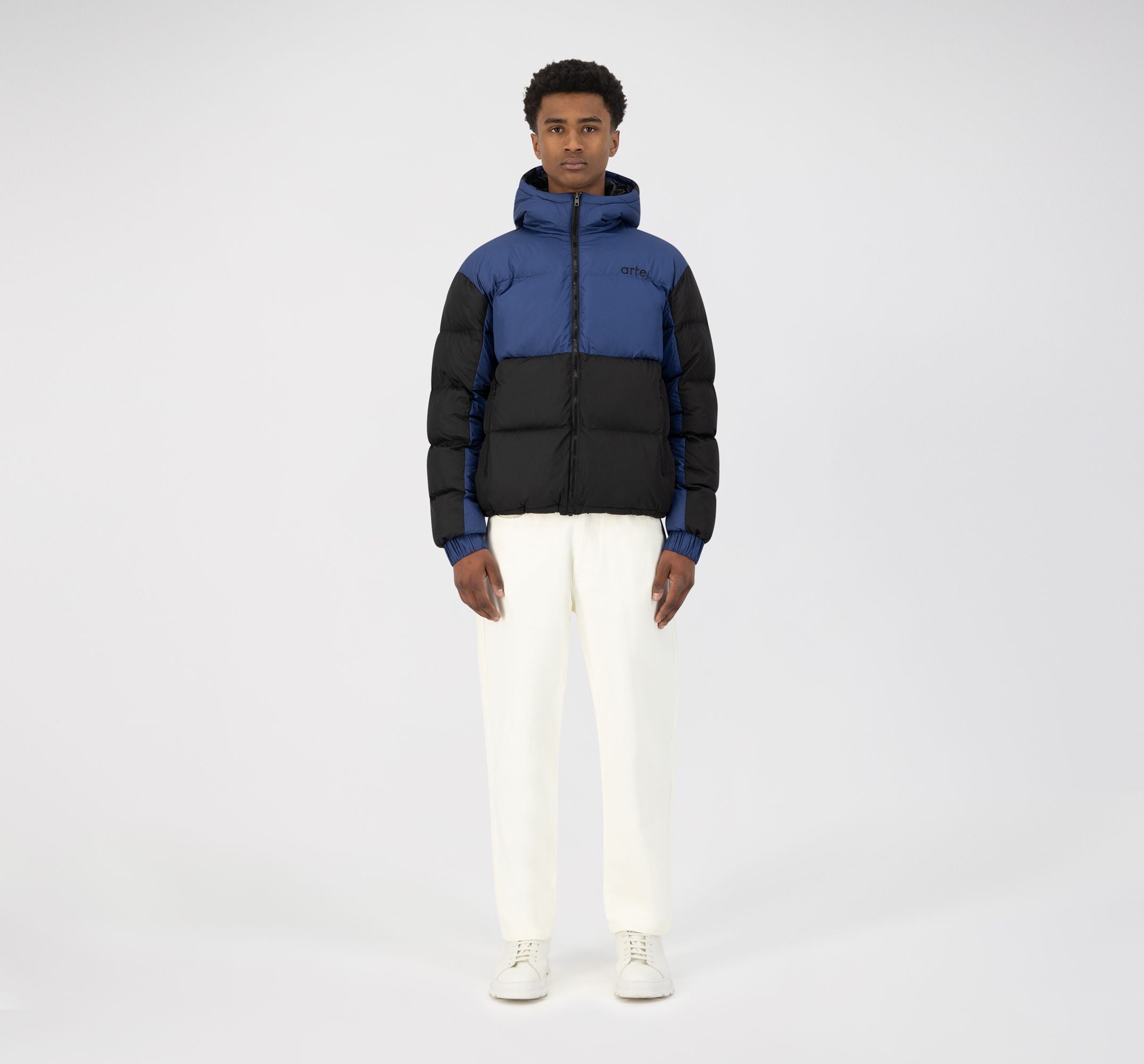 Joey Double Puffer Jacket - Bleu/Noir