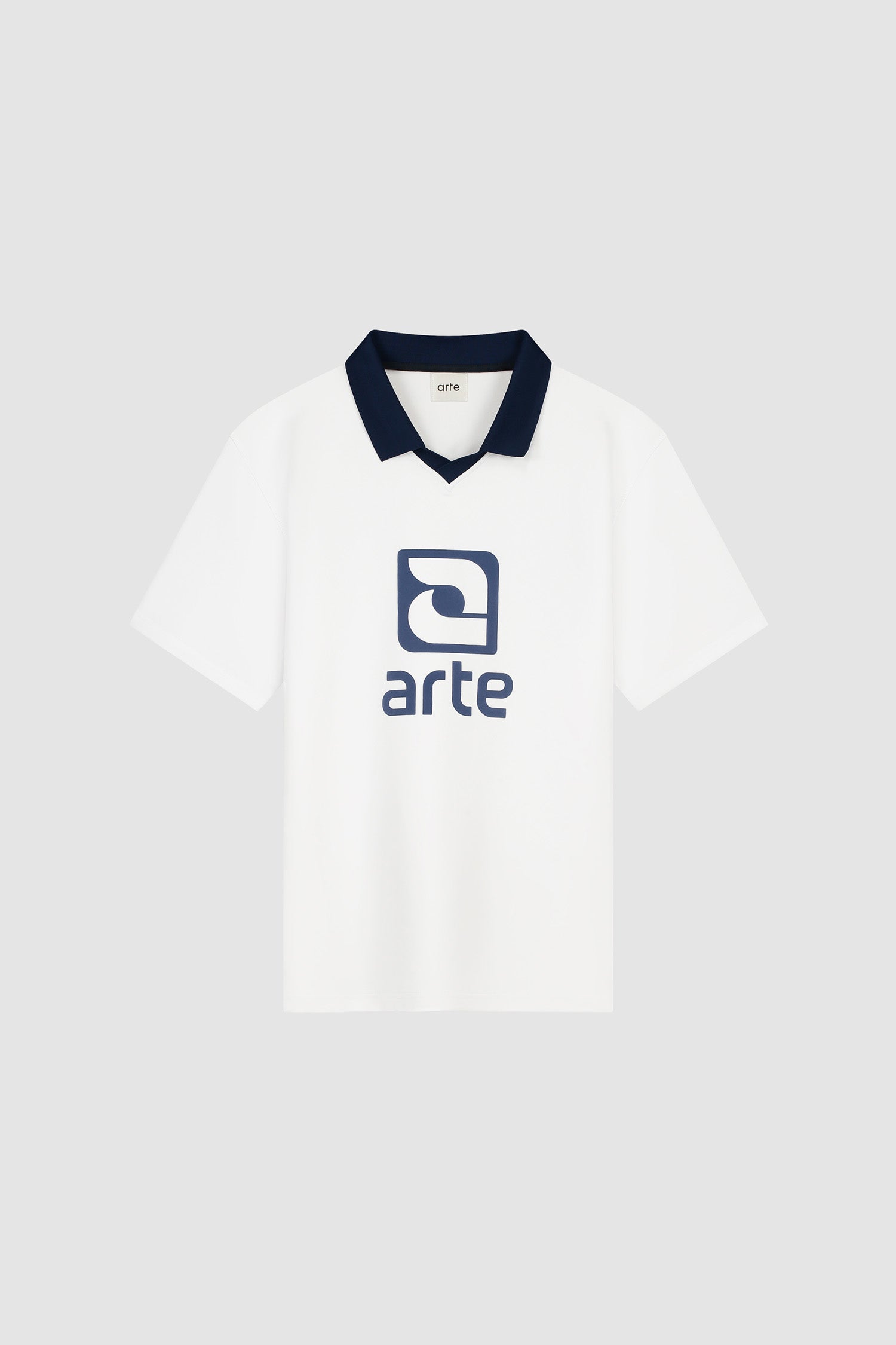 T-shirt avec col à logo - Blanc/Marine
